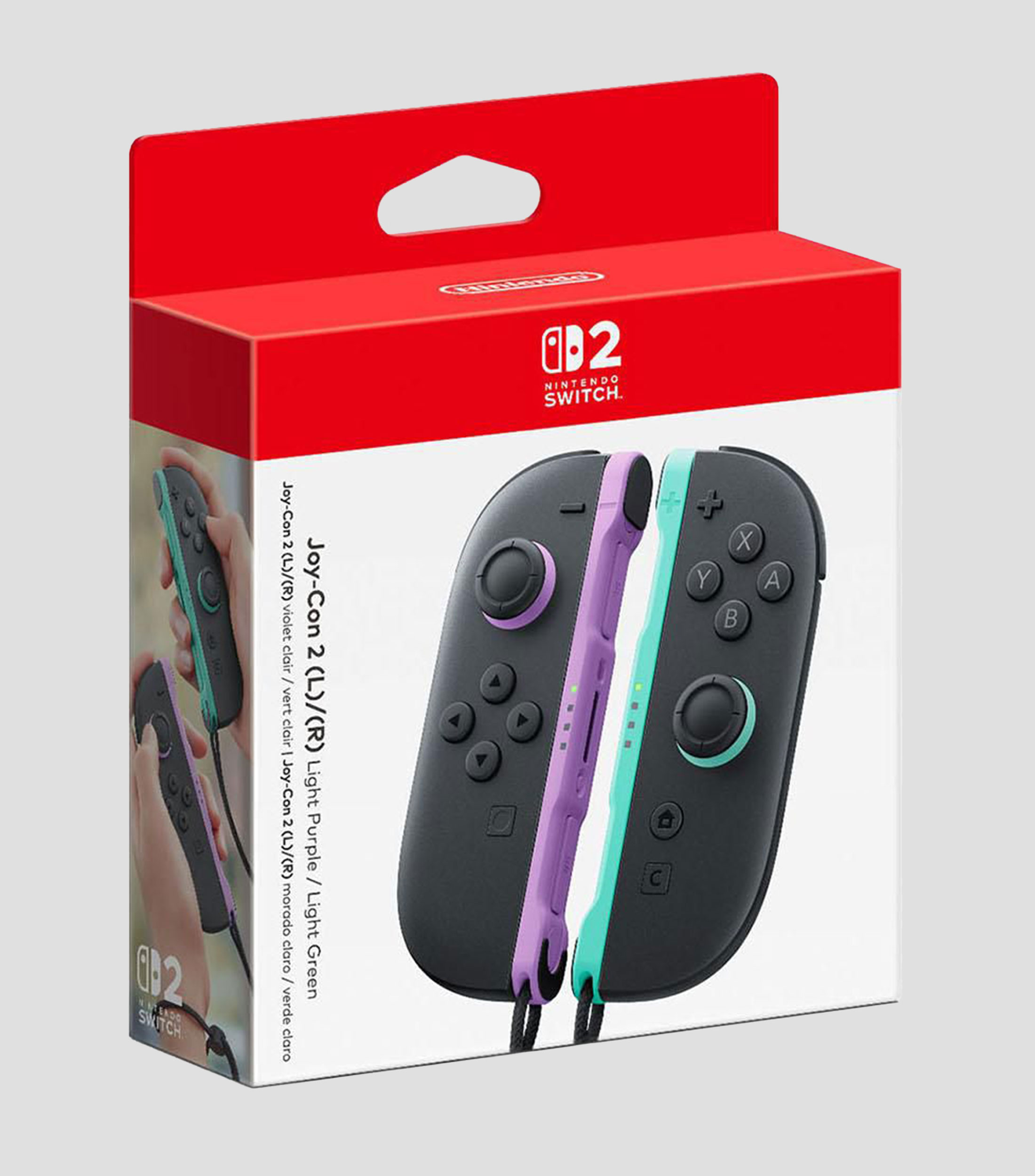Set 2 mandos Joy-Con para Nintendo Switch 2, izquierdo y derecho morado con verde