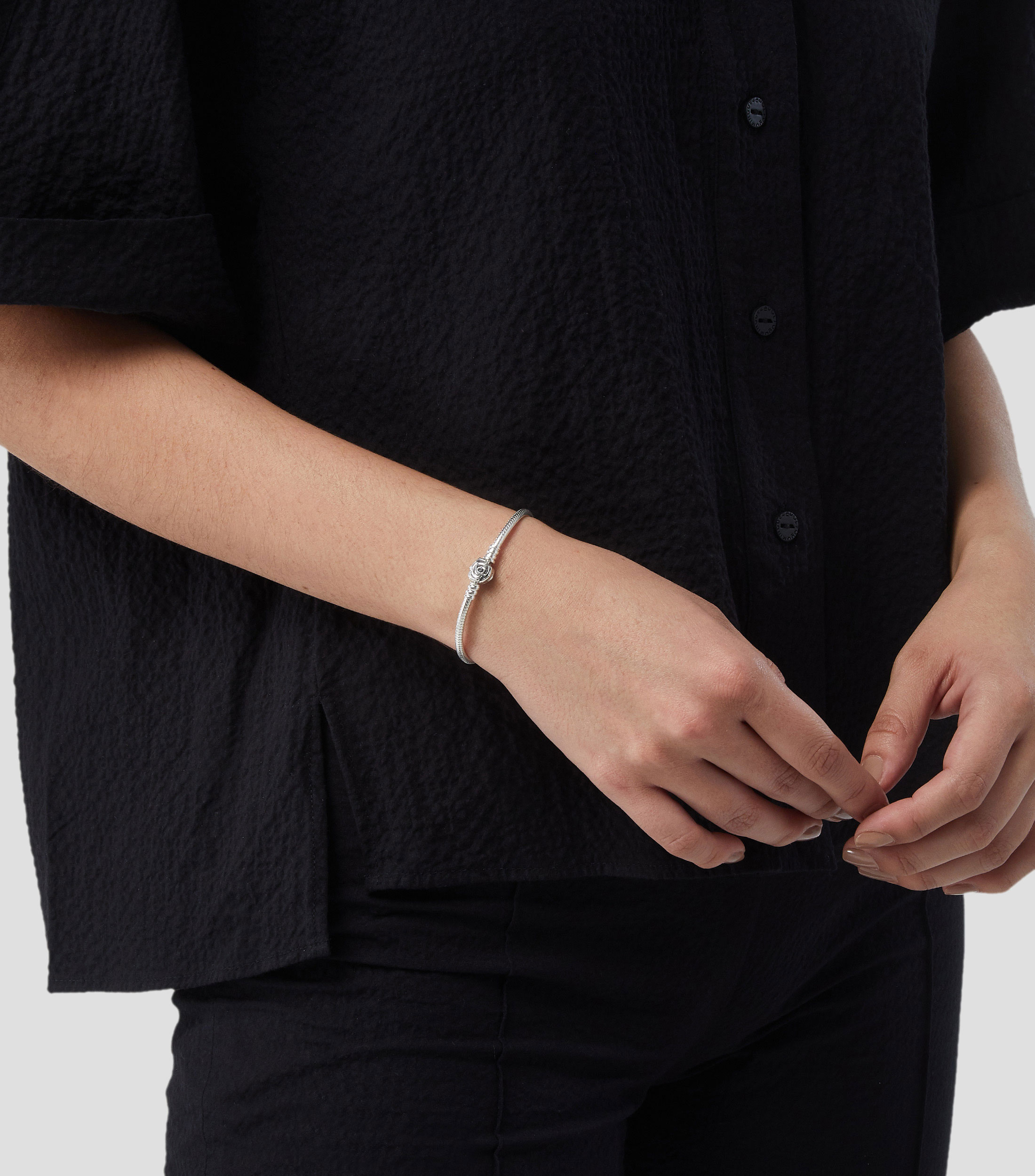 Brazalete en plata Rosa Mujer