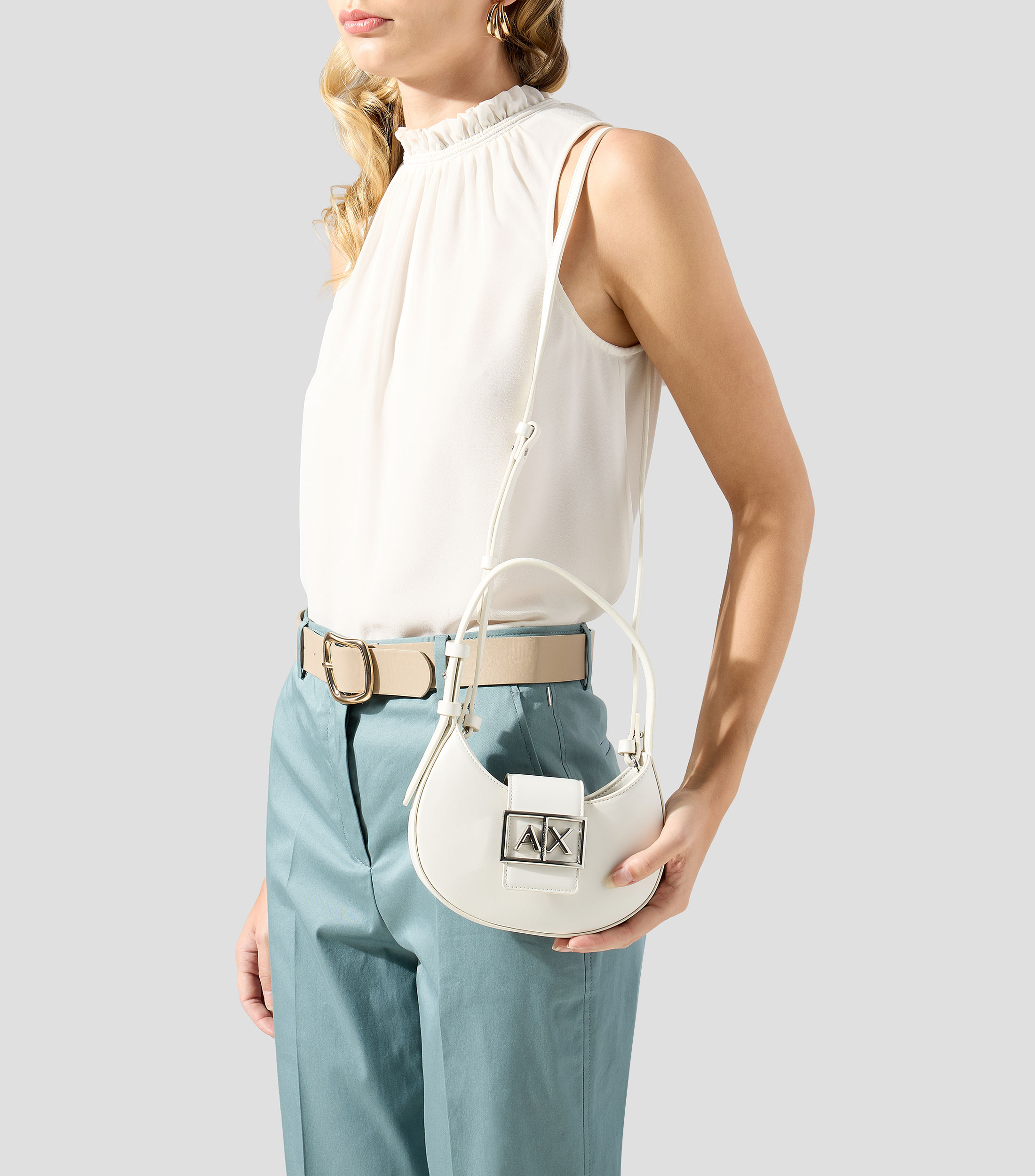 Bolsa shoulder mini blanca lisa Mujer