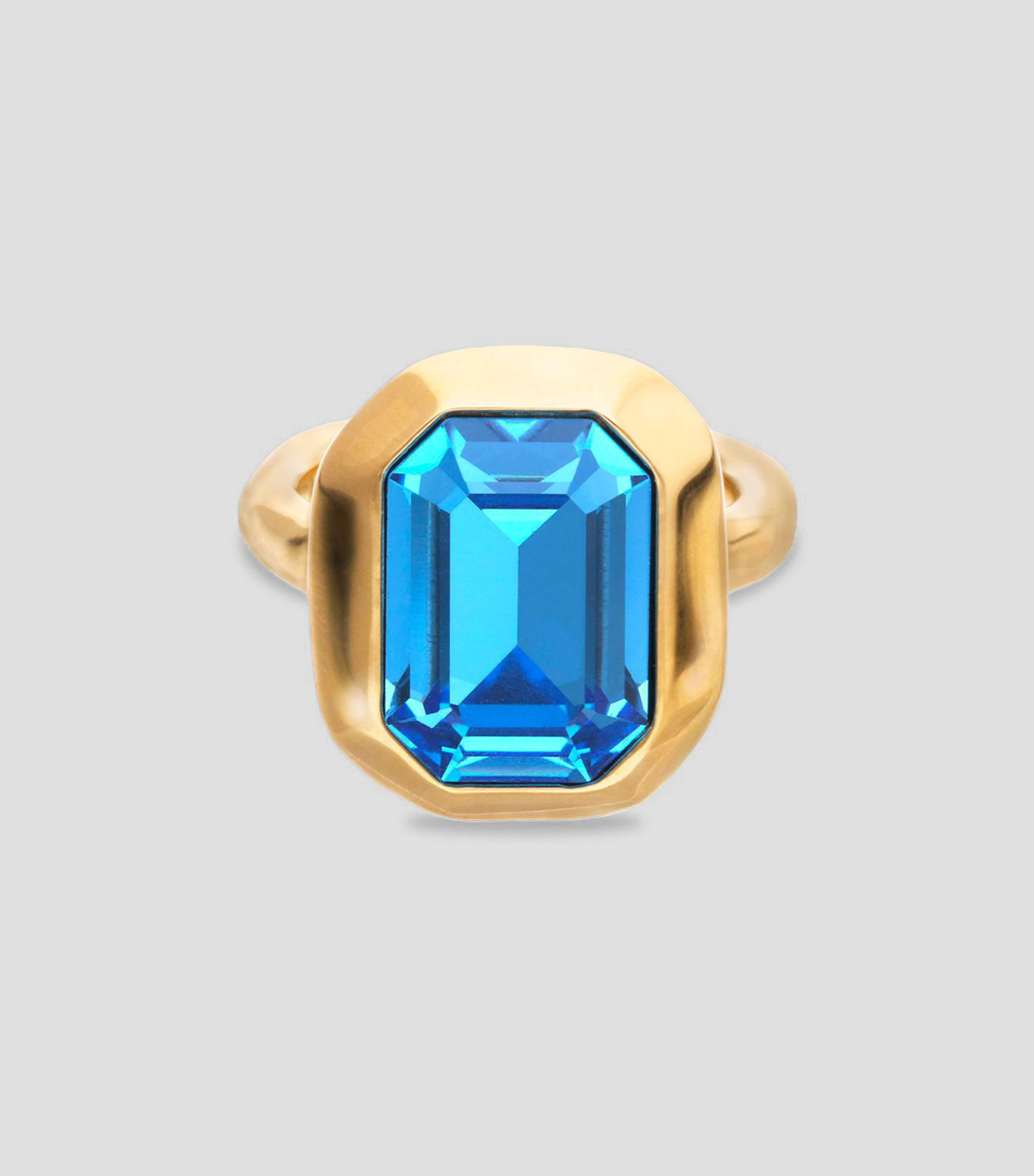 Anillo Núcleo con cristal facetado azul Mujer