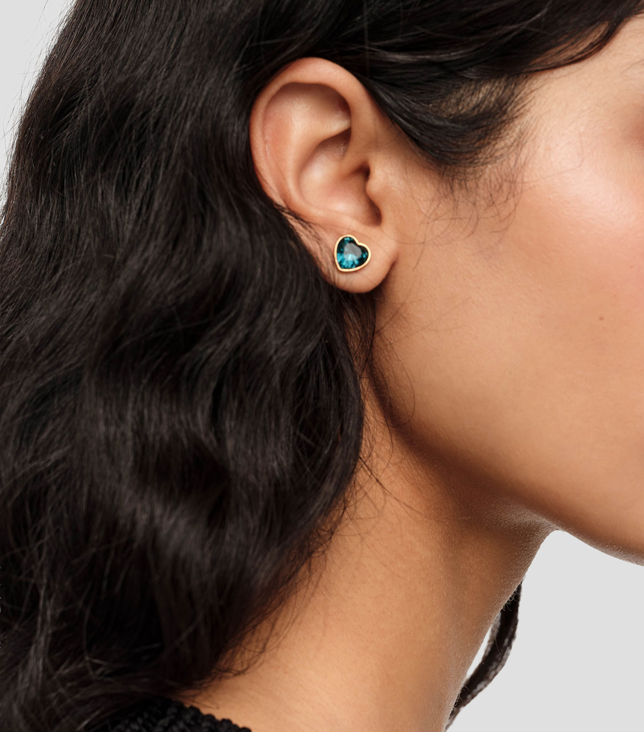 Aretes corazón cristal azul Mujer
