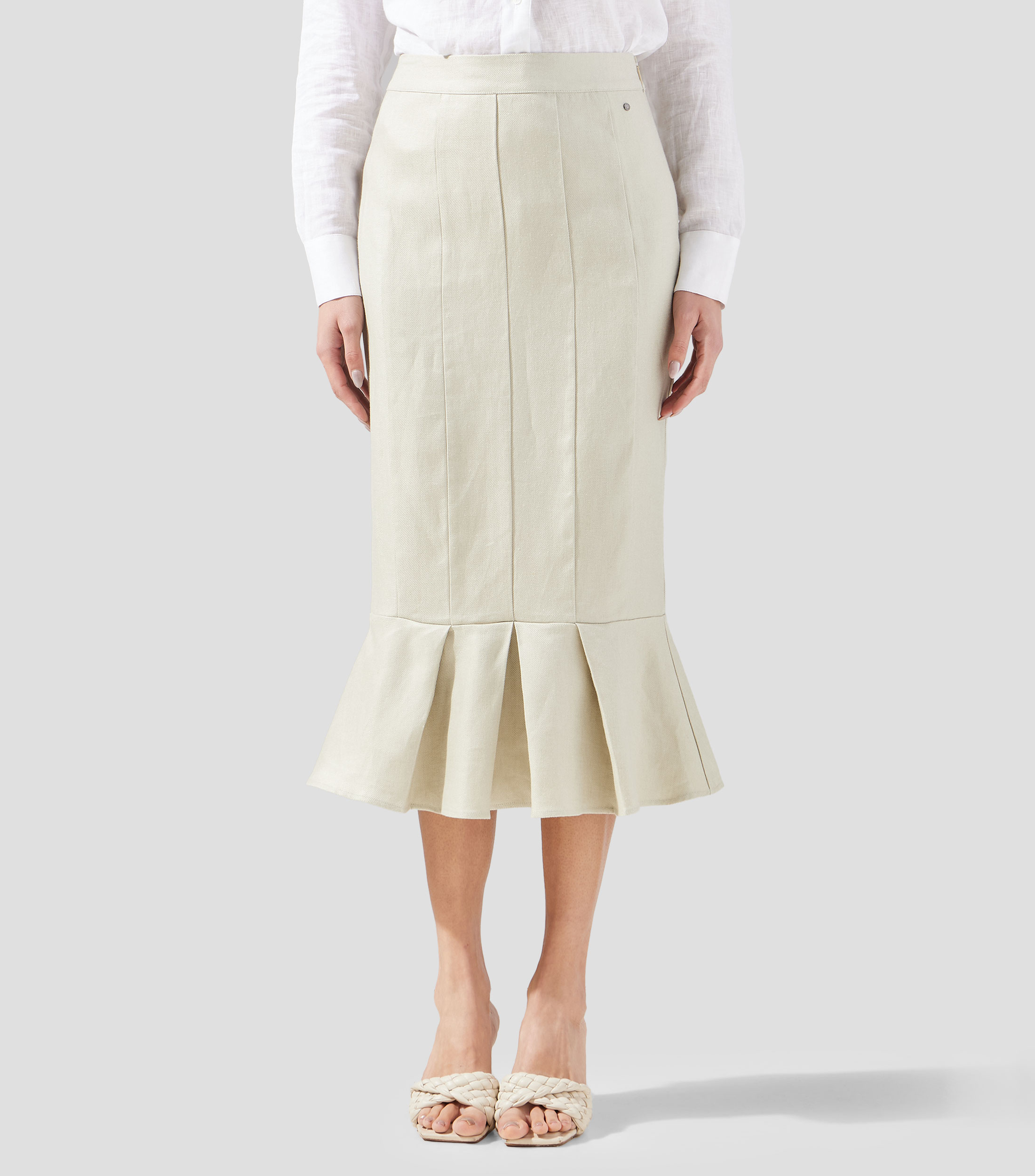 Falda midi de corte ajustado lisa Mujer