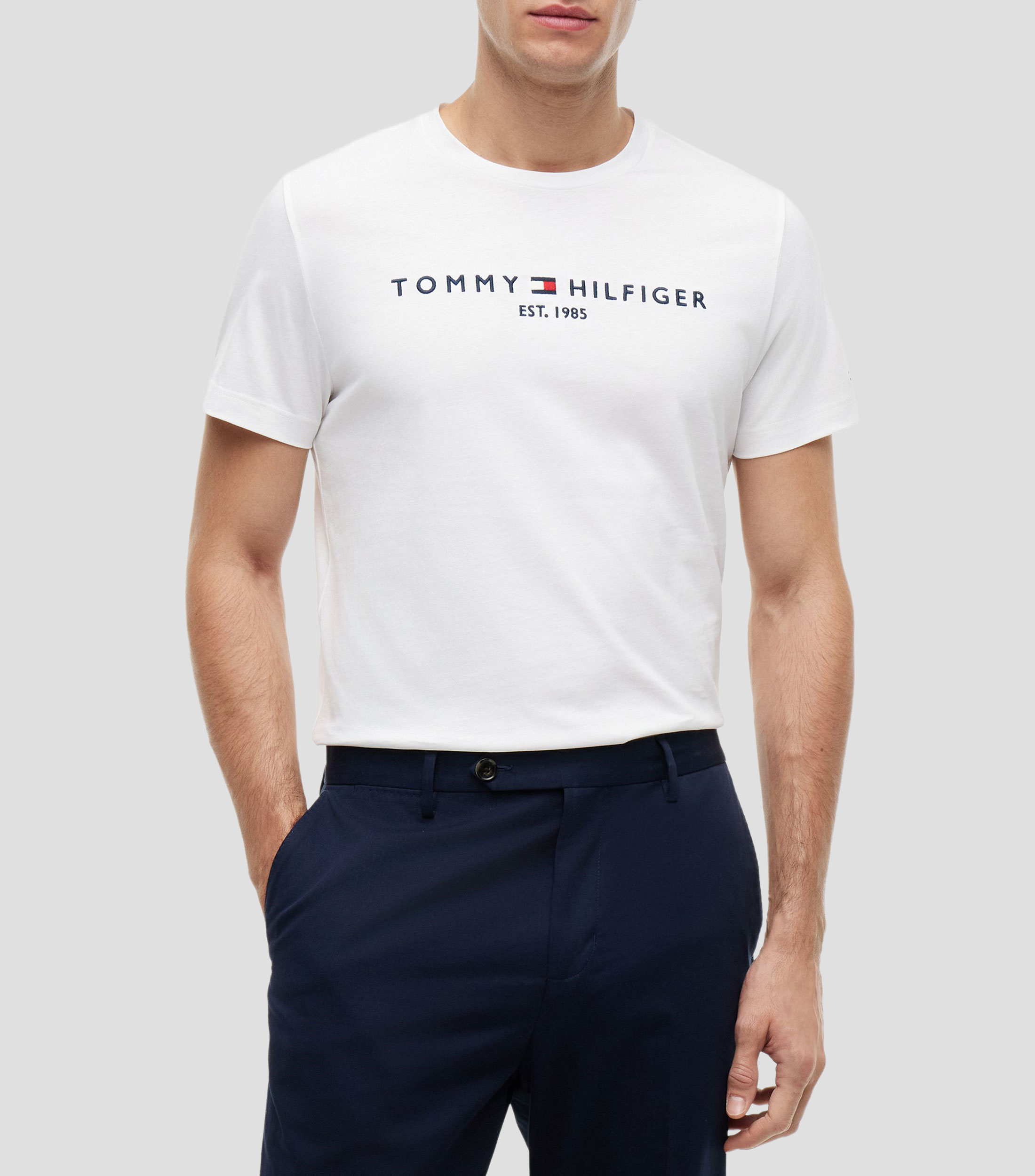 Playera cuello redondo manga corta sólida Hombre