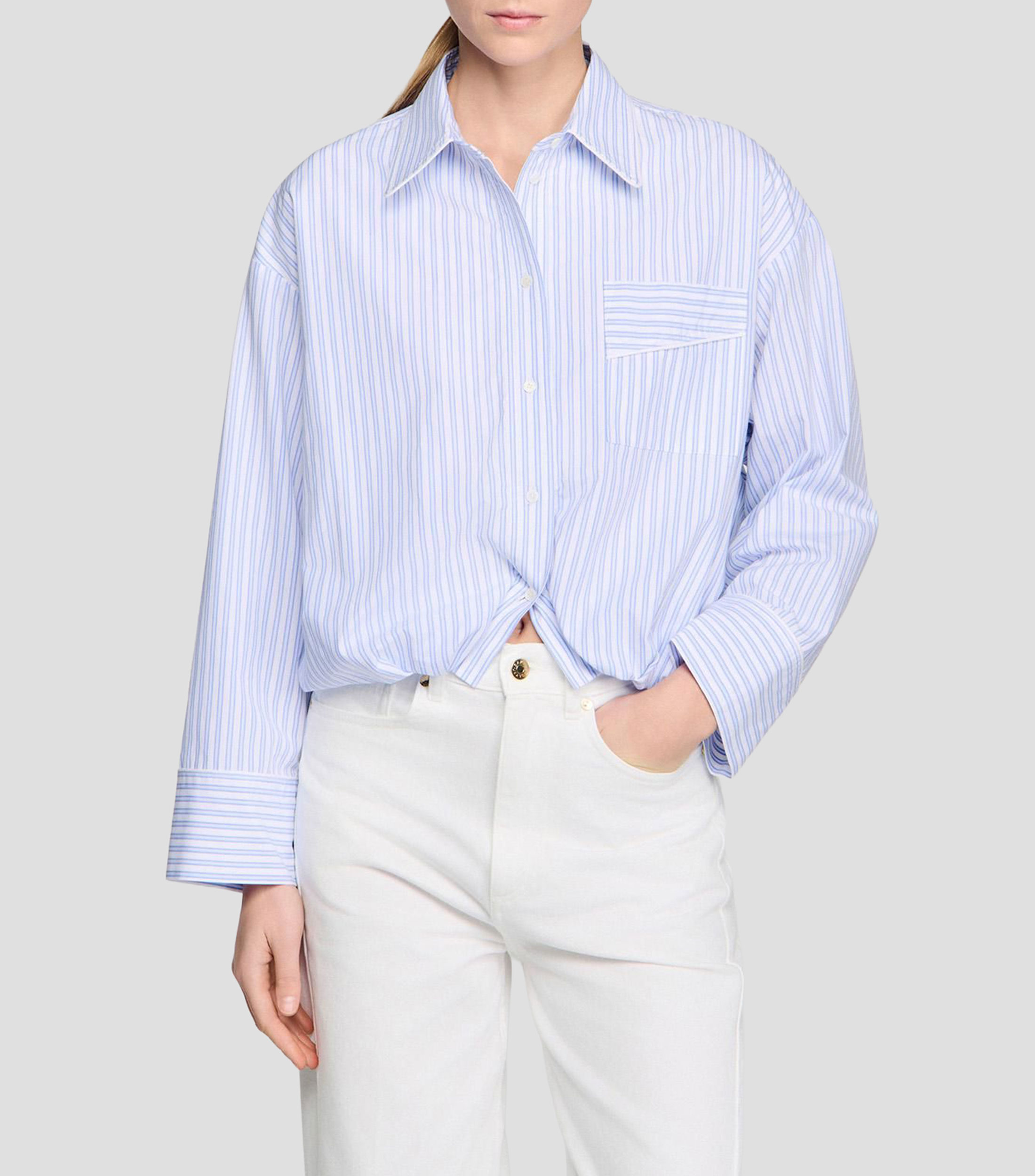 Camisa con rayas manga larga Mujer