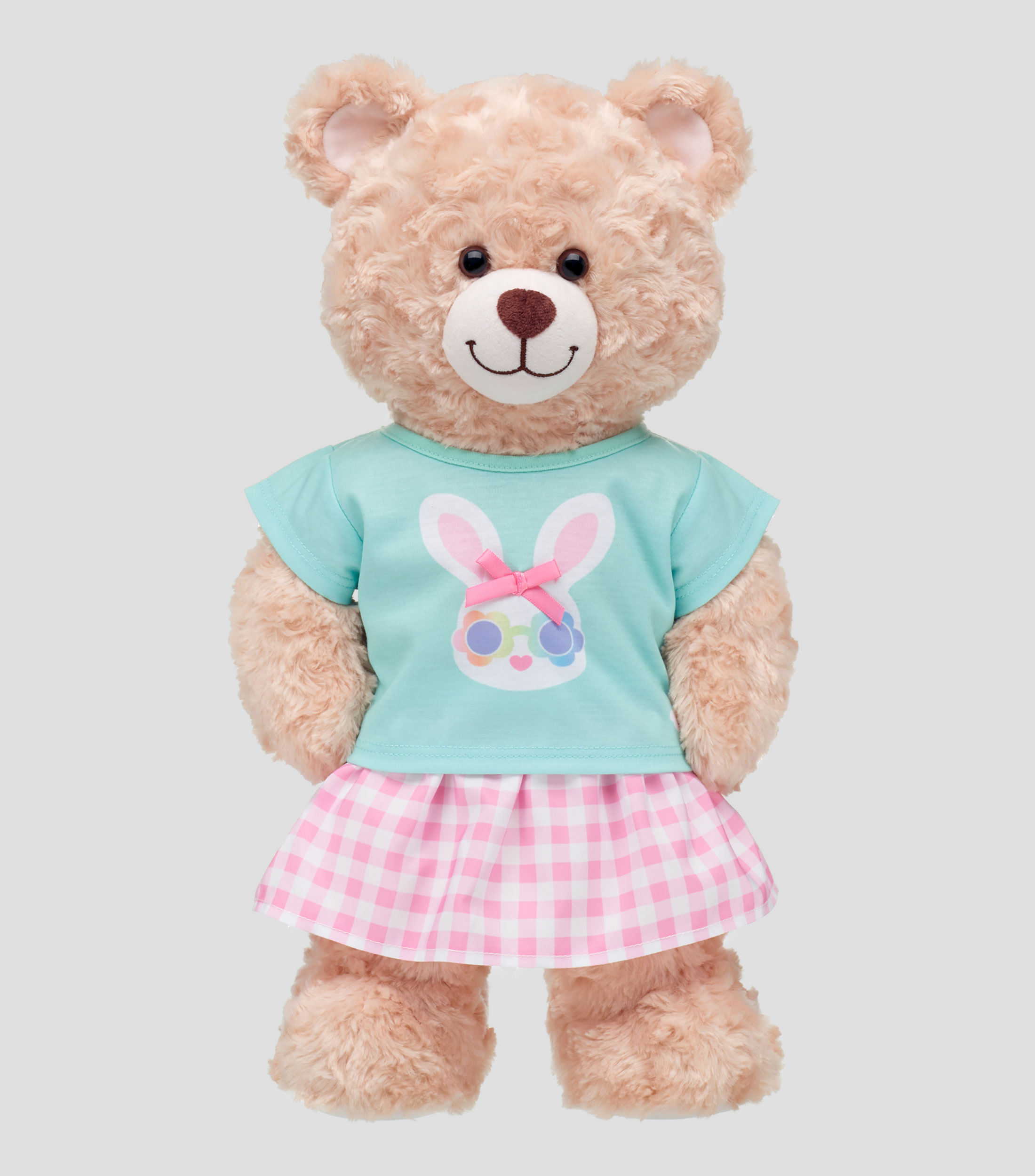 Set de blusa y falda a cuadros para muñeco de peluche
