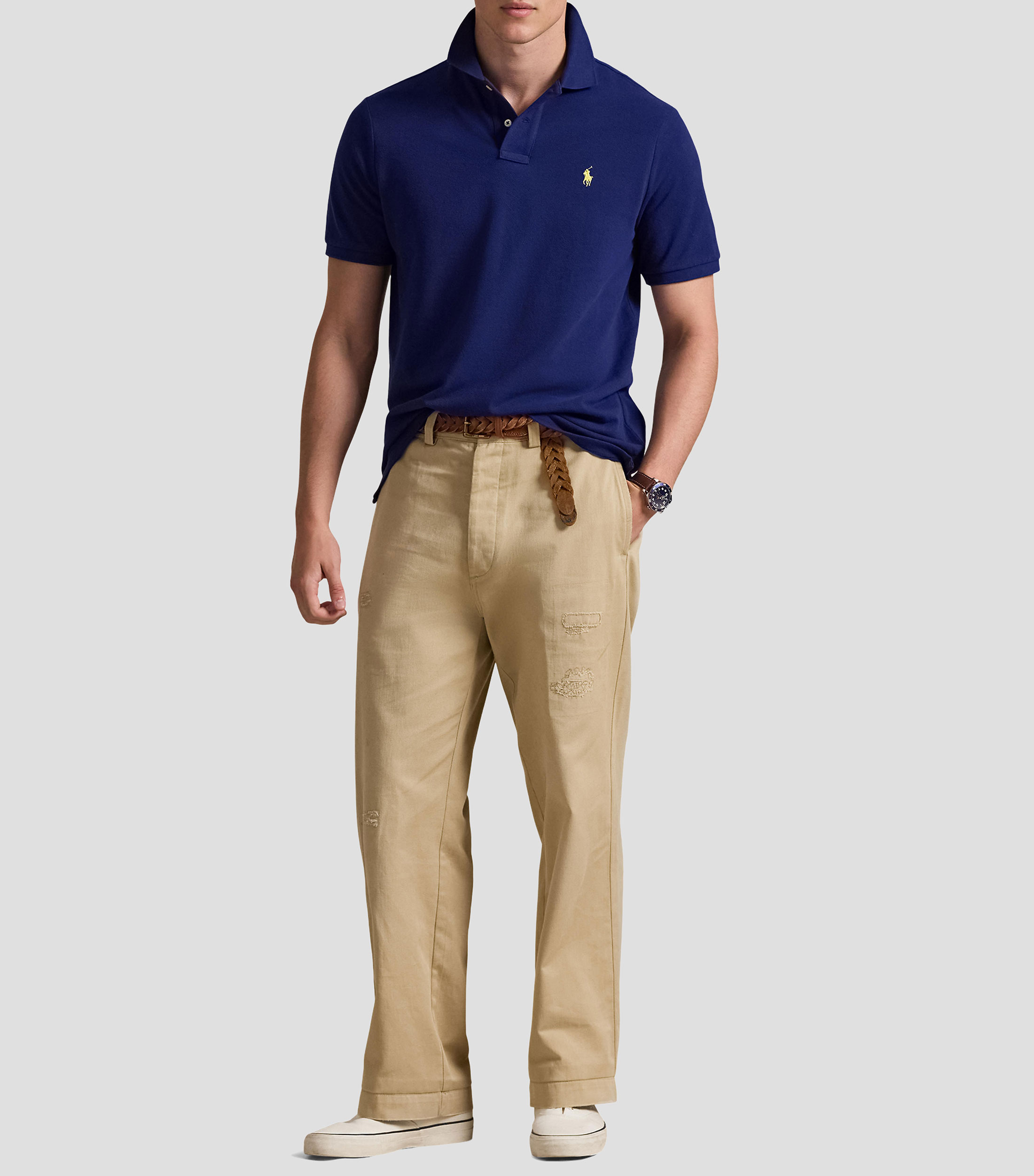 Playera tipo polo manga corta diseño sólido Hombre