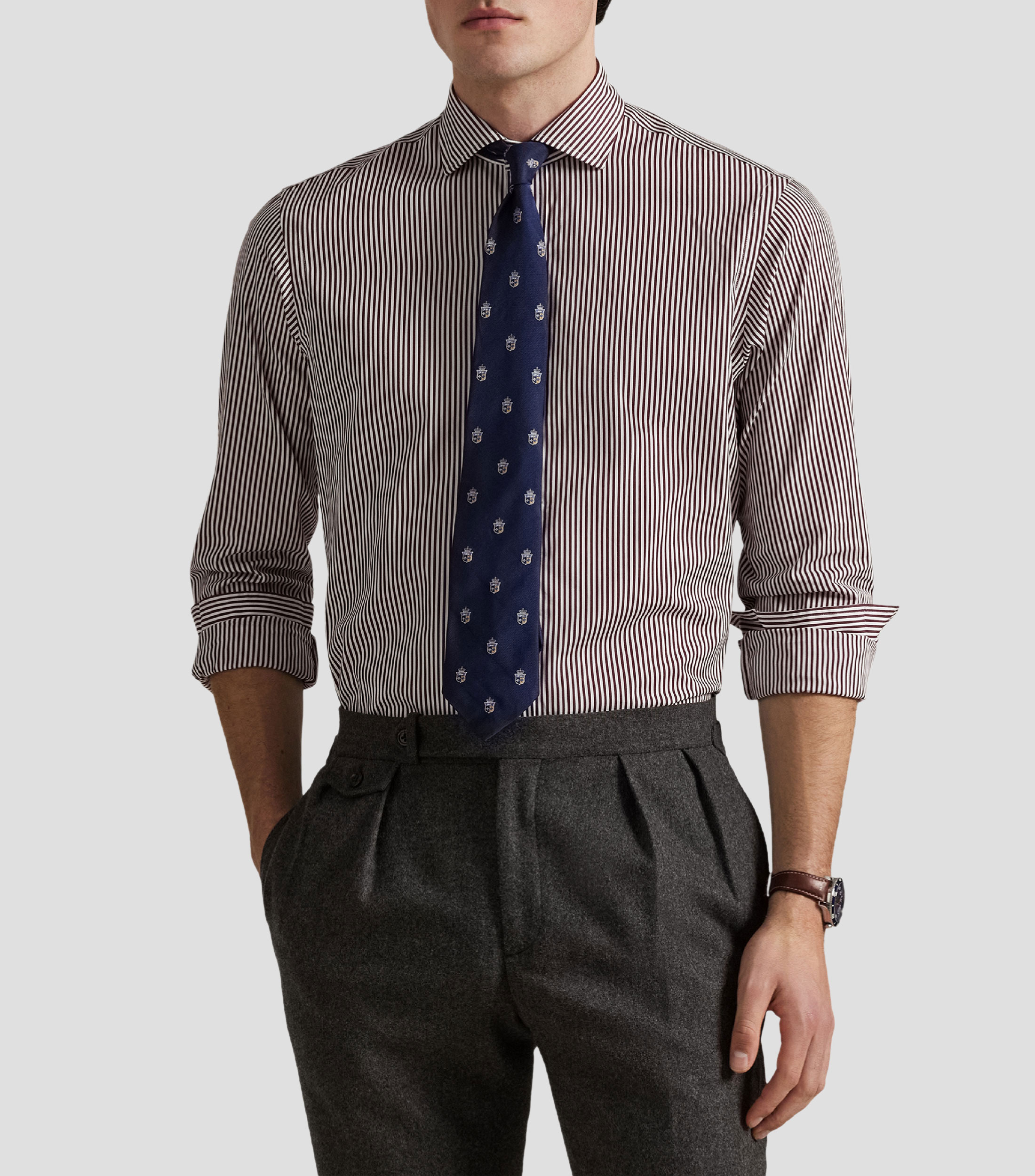 Camisa Manga Larga con Líneas Hombre