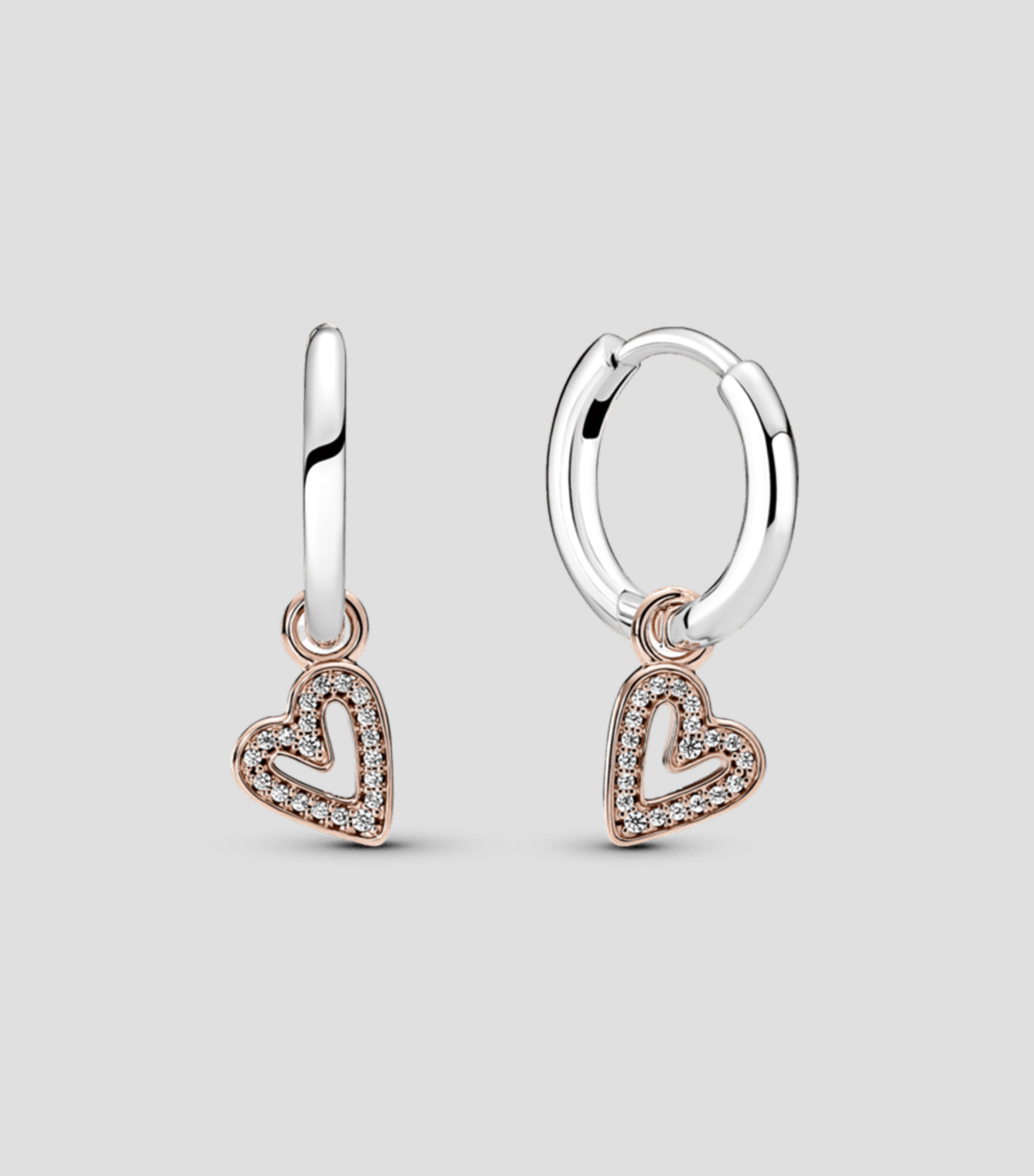 Aretes de aro resplandecientes corazón con zirconia cúbica Mujer