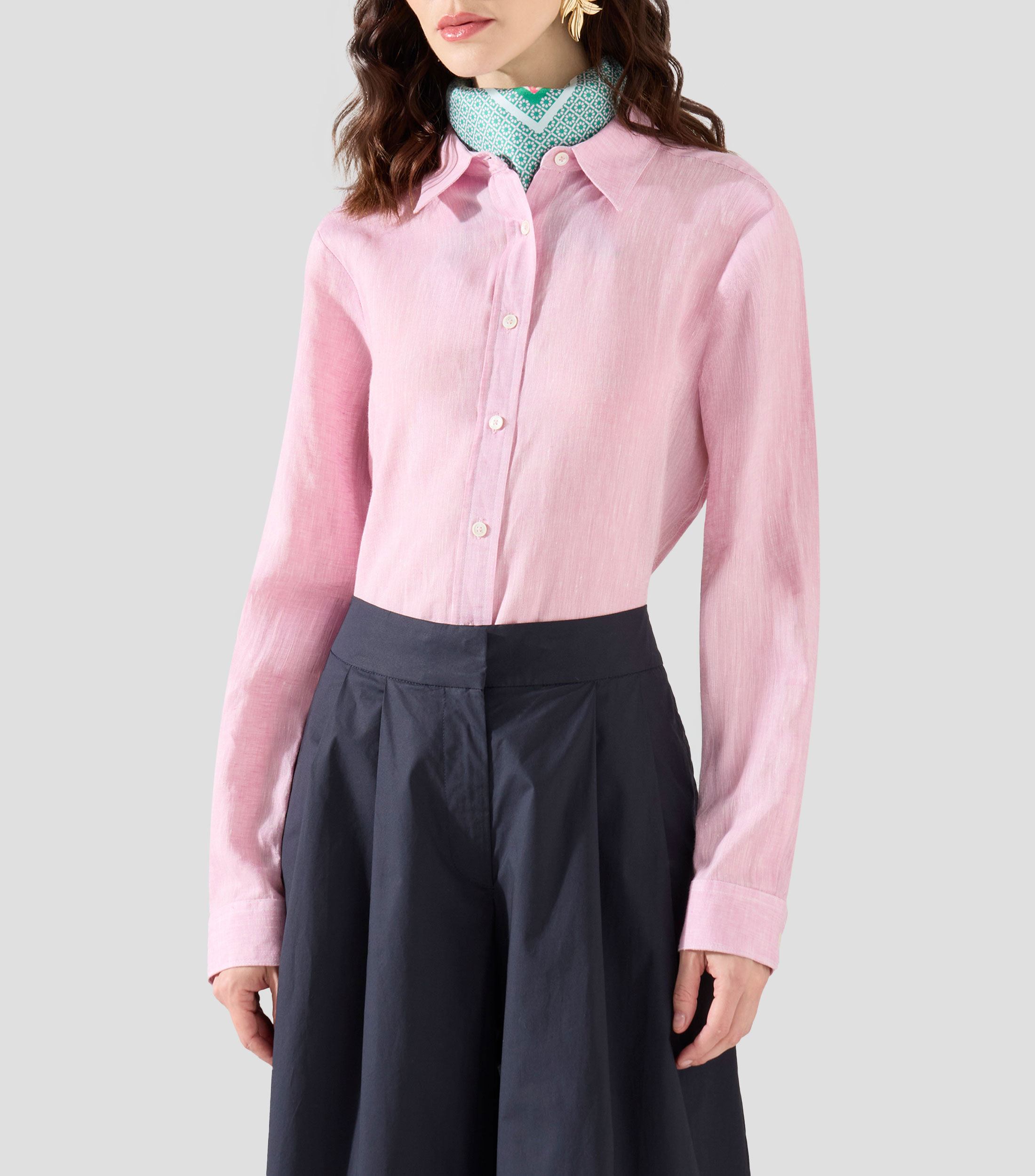 Camisa lisa con manga larga Mujer