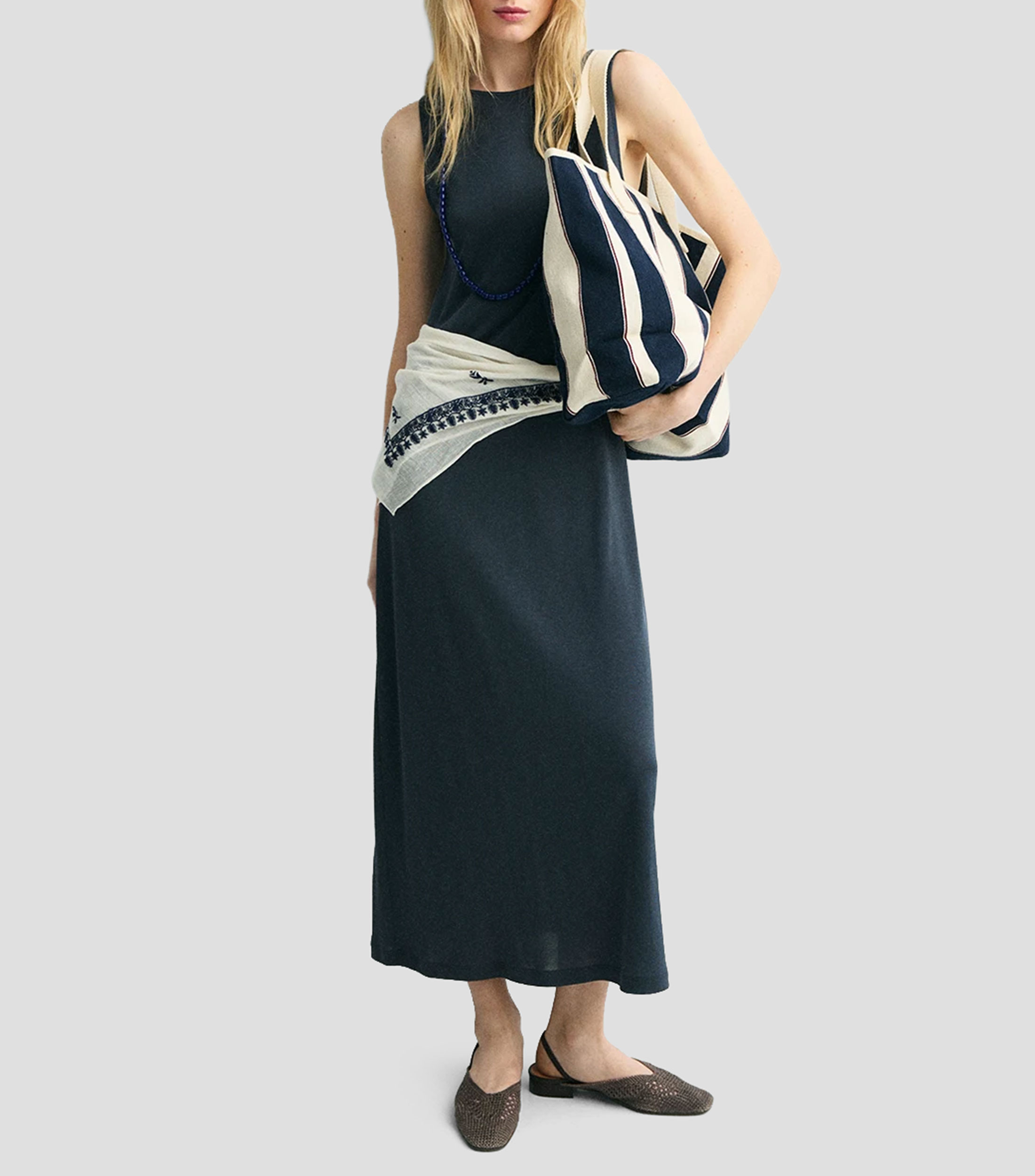 Vestido largo liso Pompeia Mujer
