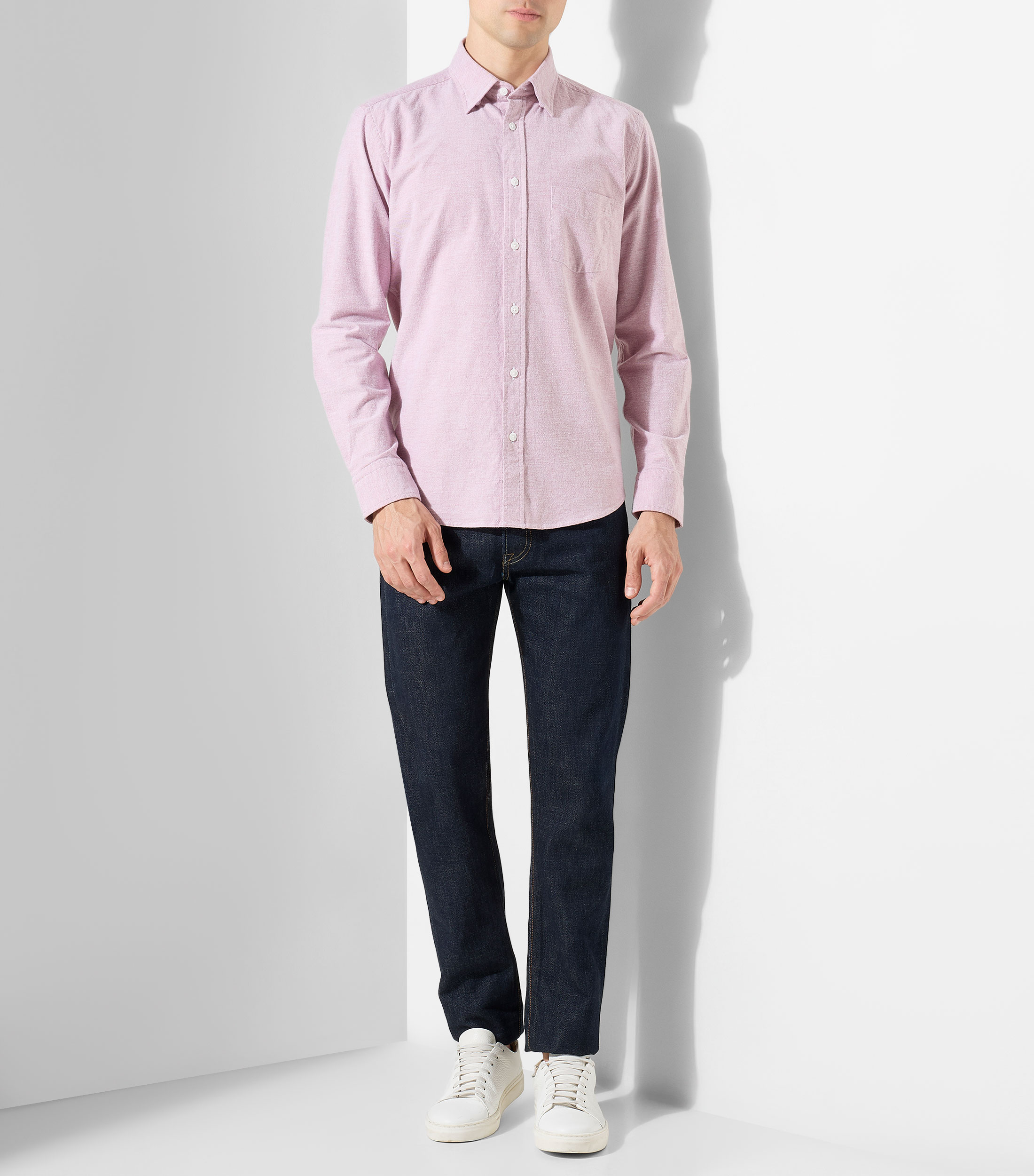Camisa jaspeada con manga larga Hombre