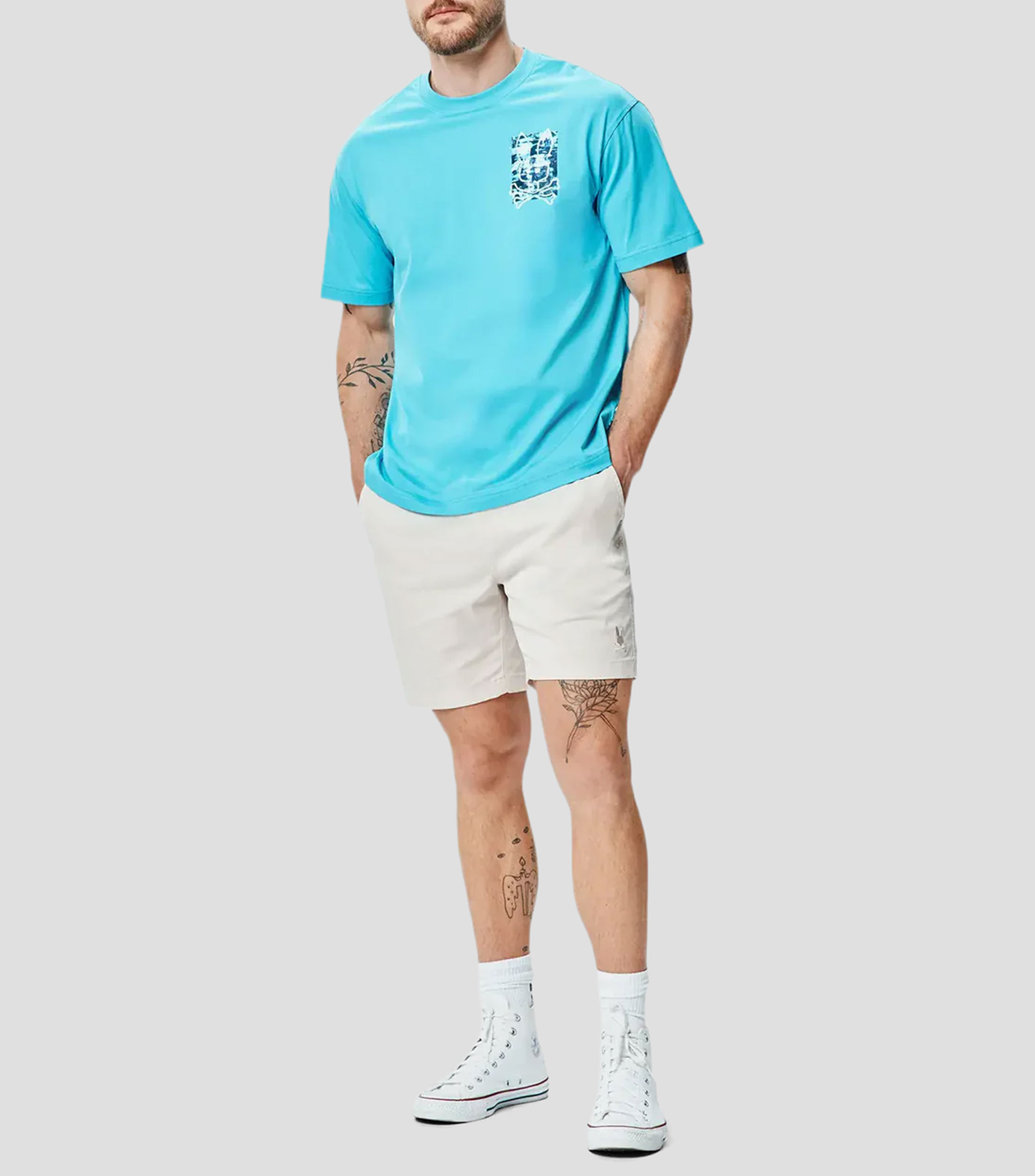 Playera cuello redondo manga corta estampada Hombre