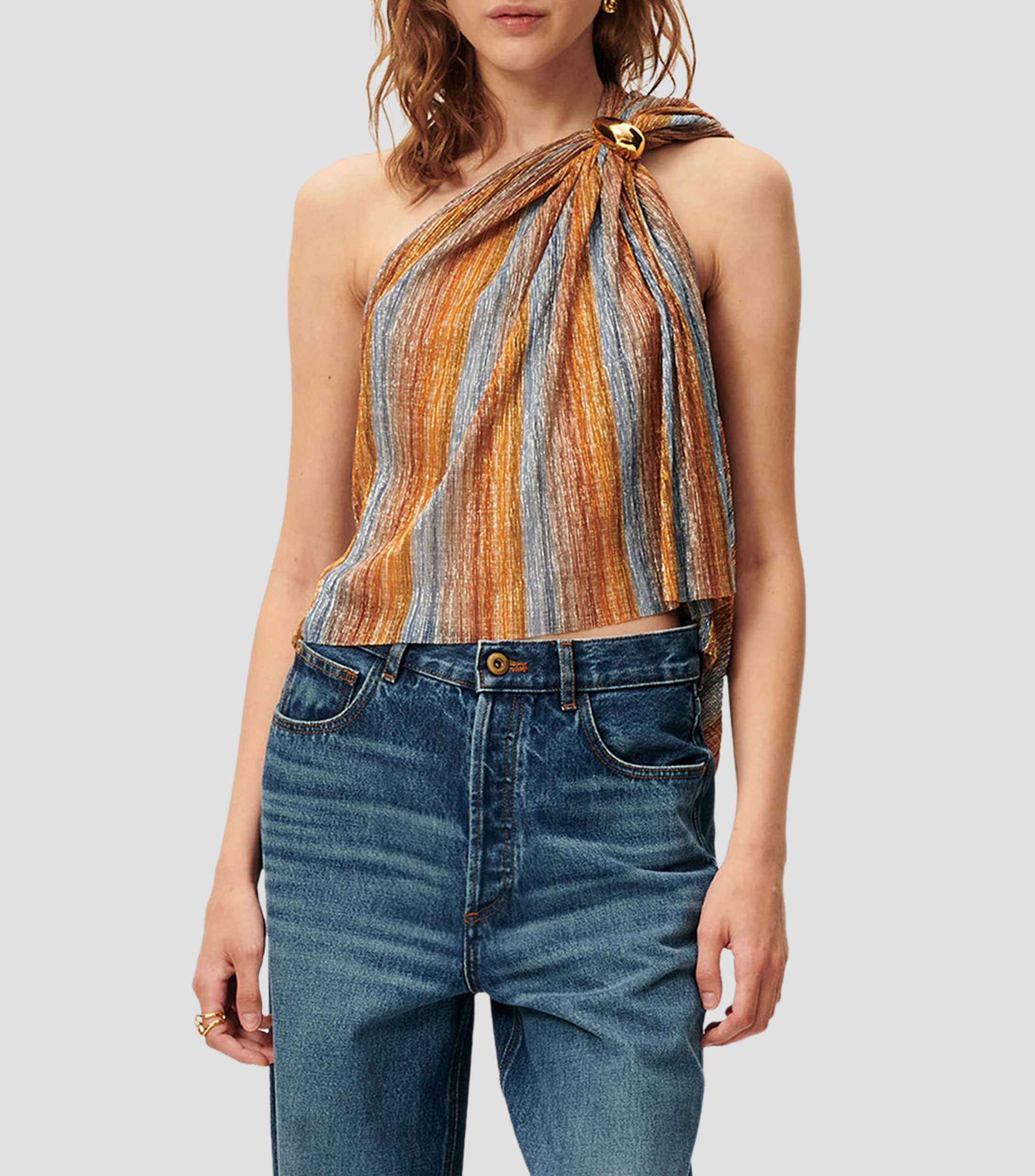 Blusa con líneas sin mangas Mujer