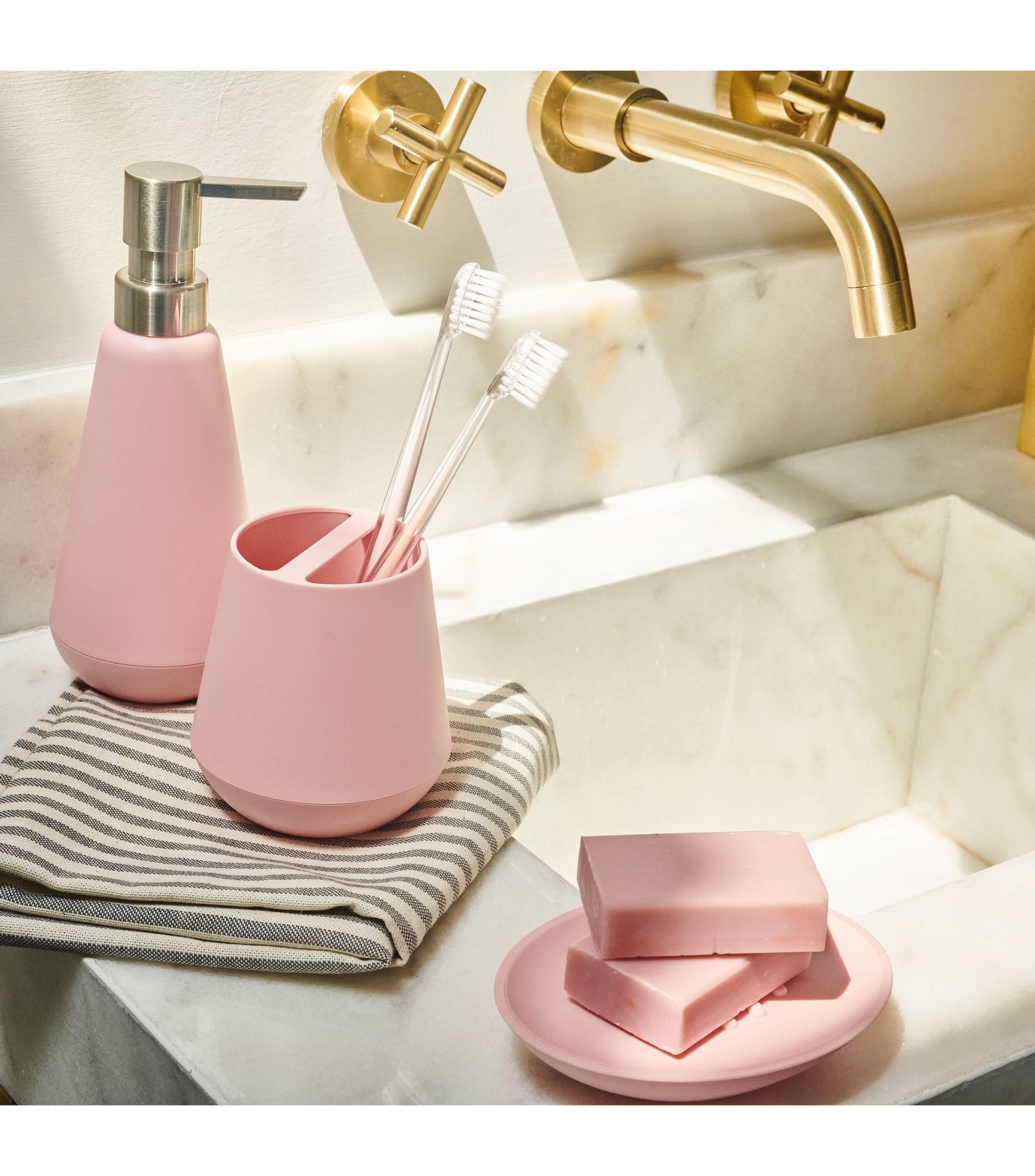 Vaso para baño Belize Rosa en Policarbonato