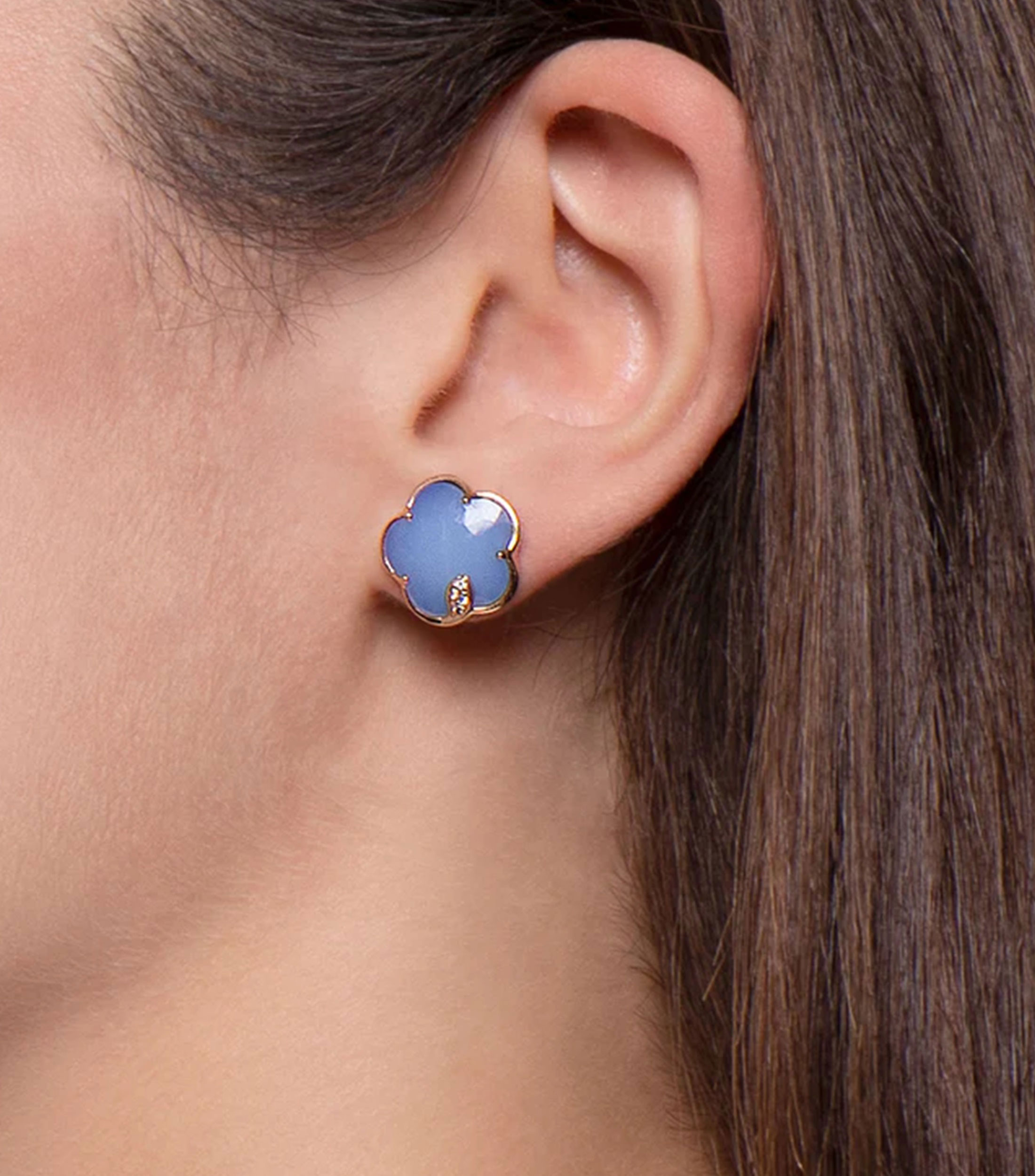 Aretes en oro rosa de 18 Kilates en forma de flor Joli Mujer