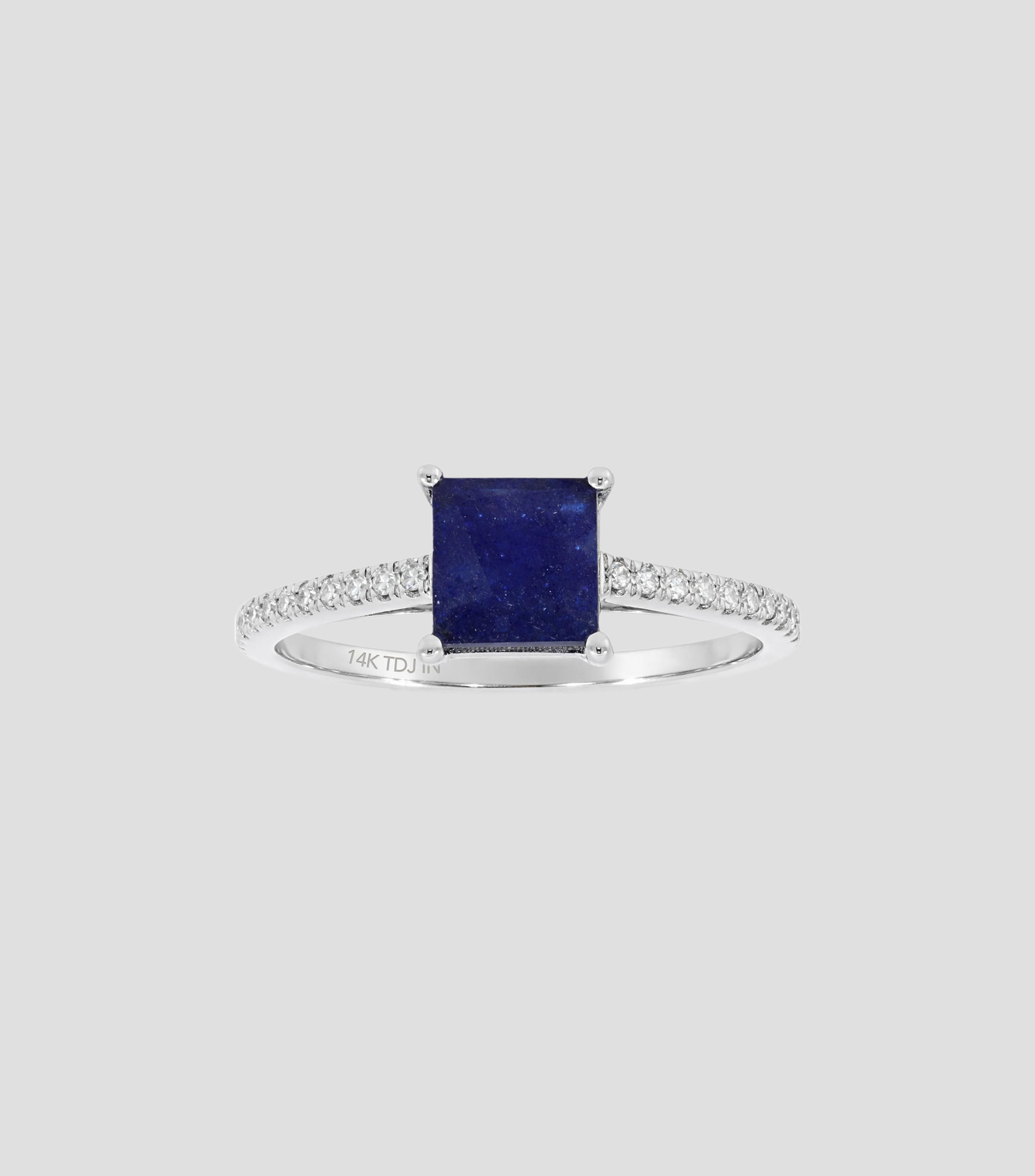 Anillo en Oro de 14 Kilates con zafiro Mujer