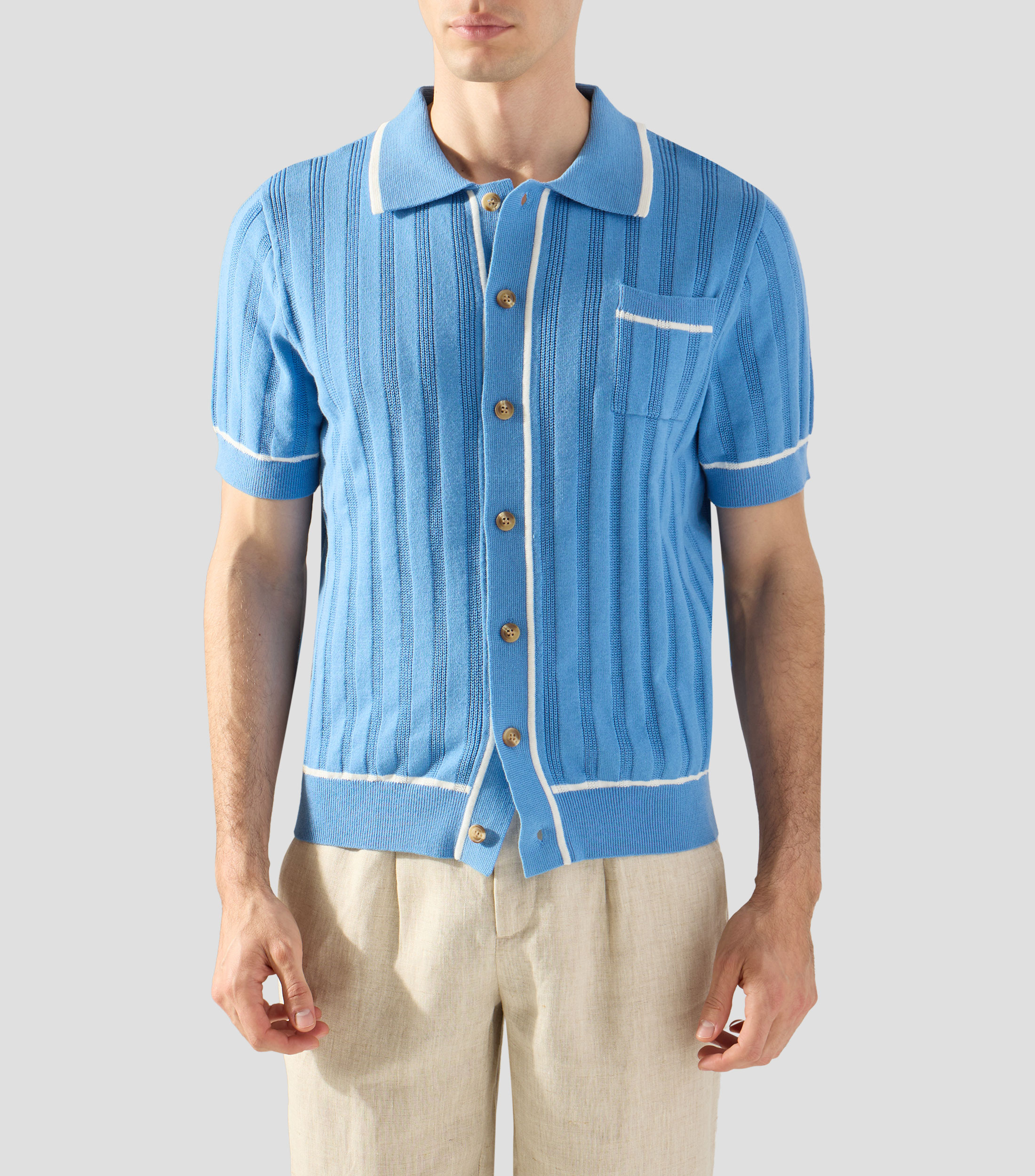 Camisa lisa con manga corta Hombre