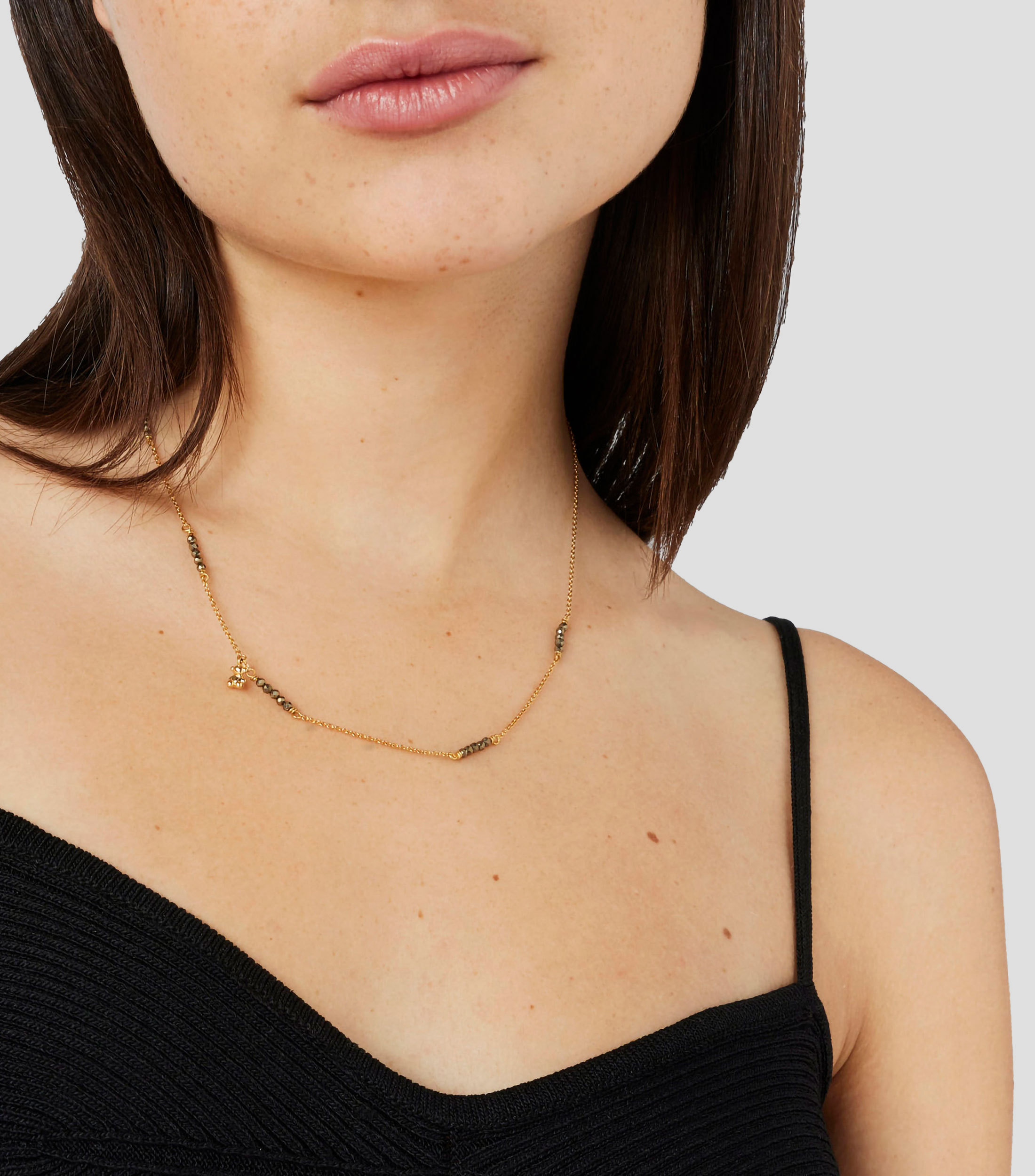 Collar con oso en plata y pirita Bold Bear Mujer