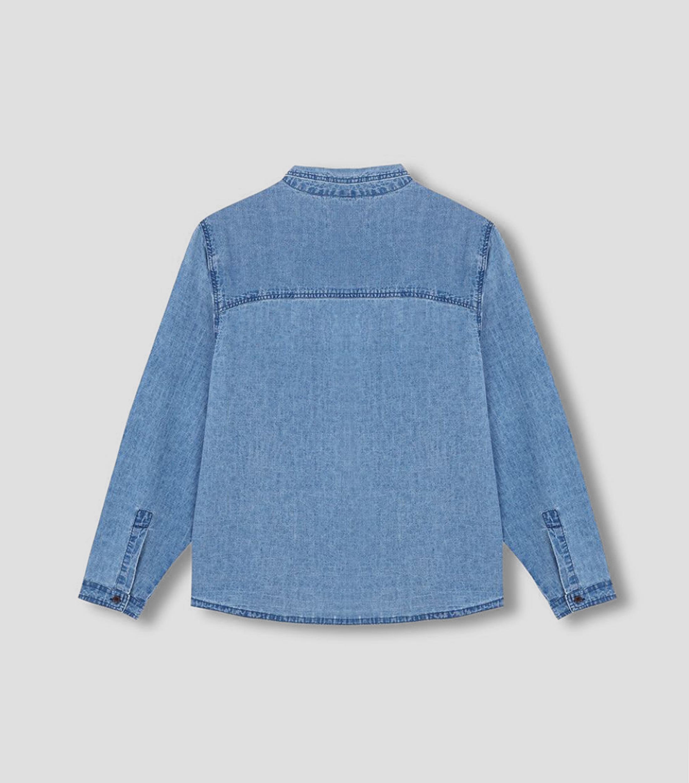 Camisa denim jaspeado manga 3/4 Mujer