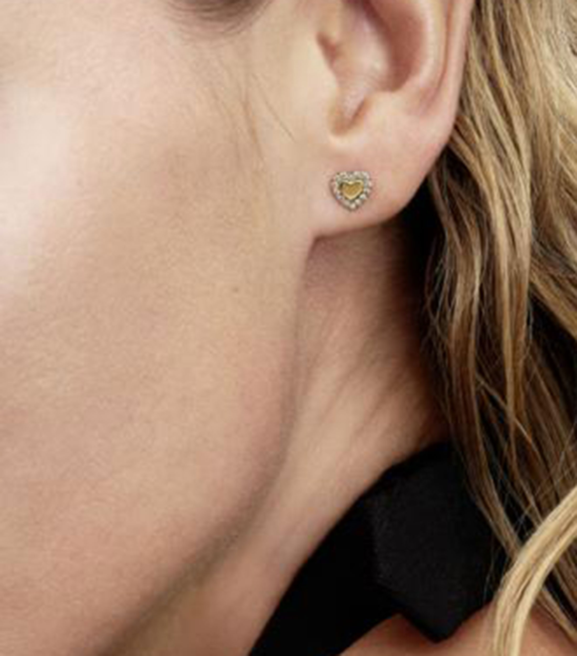 Aretes en plata con circonias cúbicas Heart Mujer
