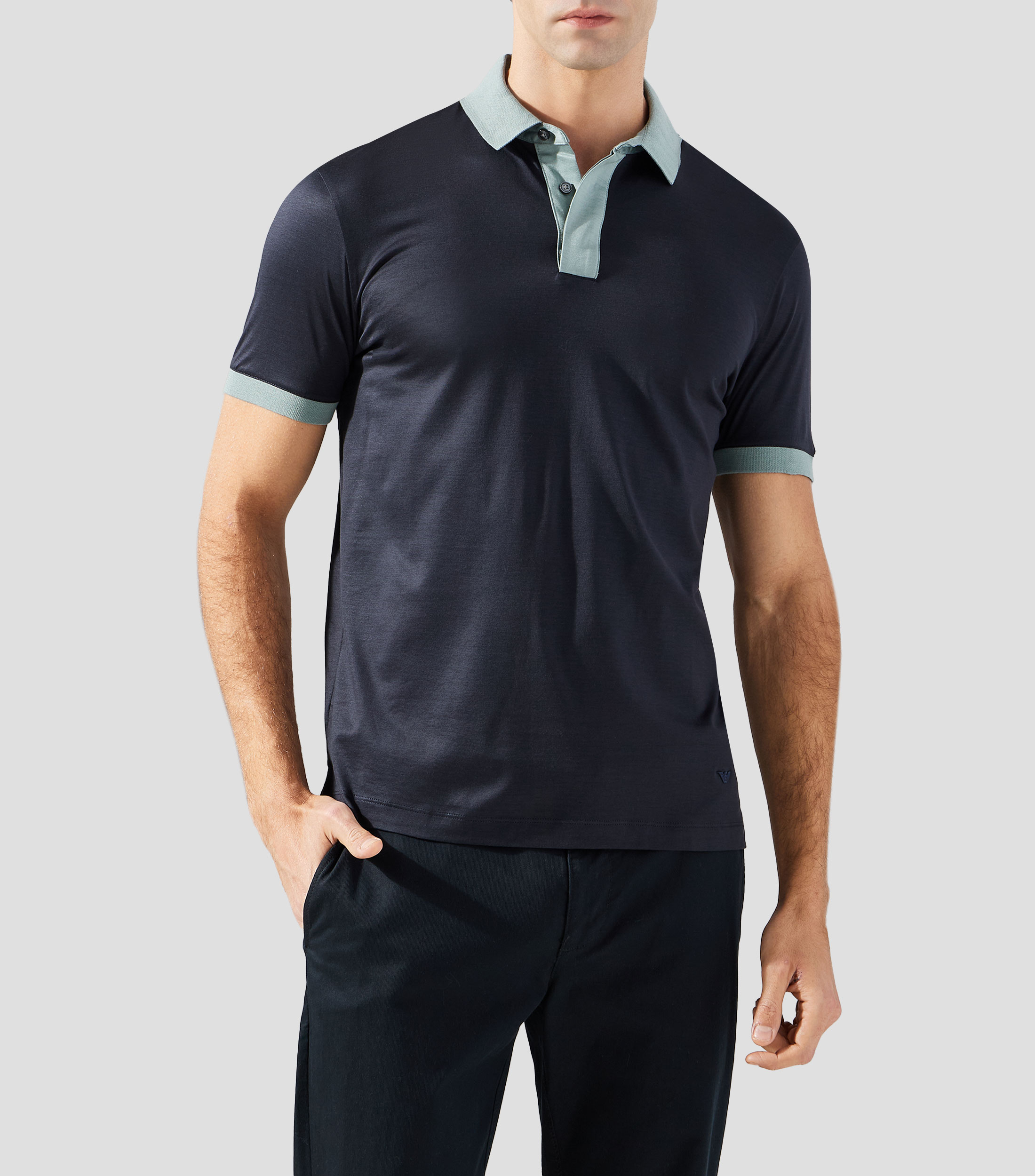 Playera tipo polo manga corta lisa Hombre