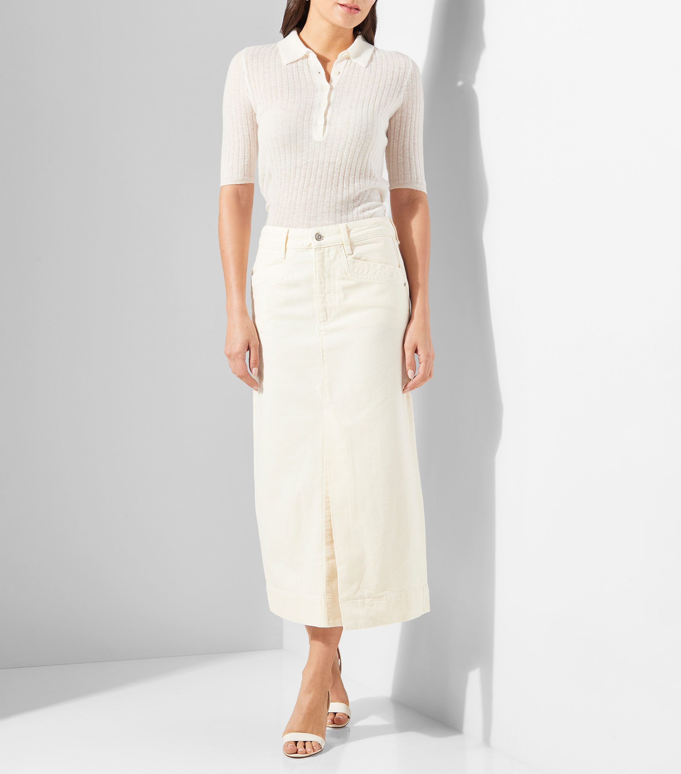 Falda midi lisa Mujer