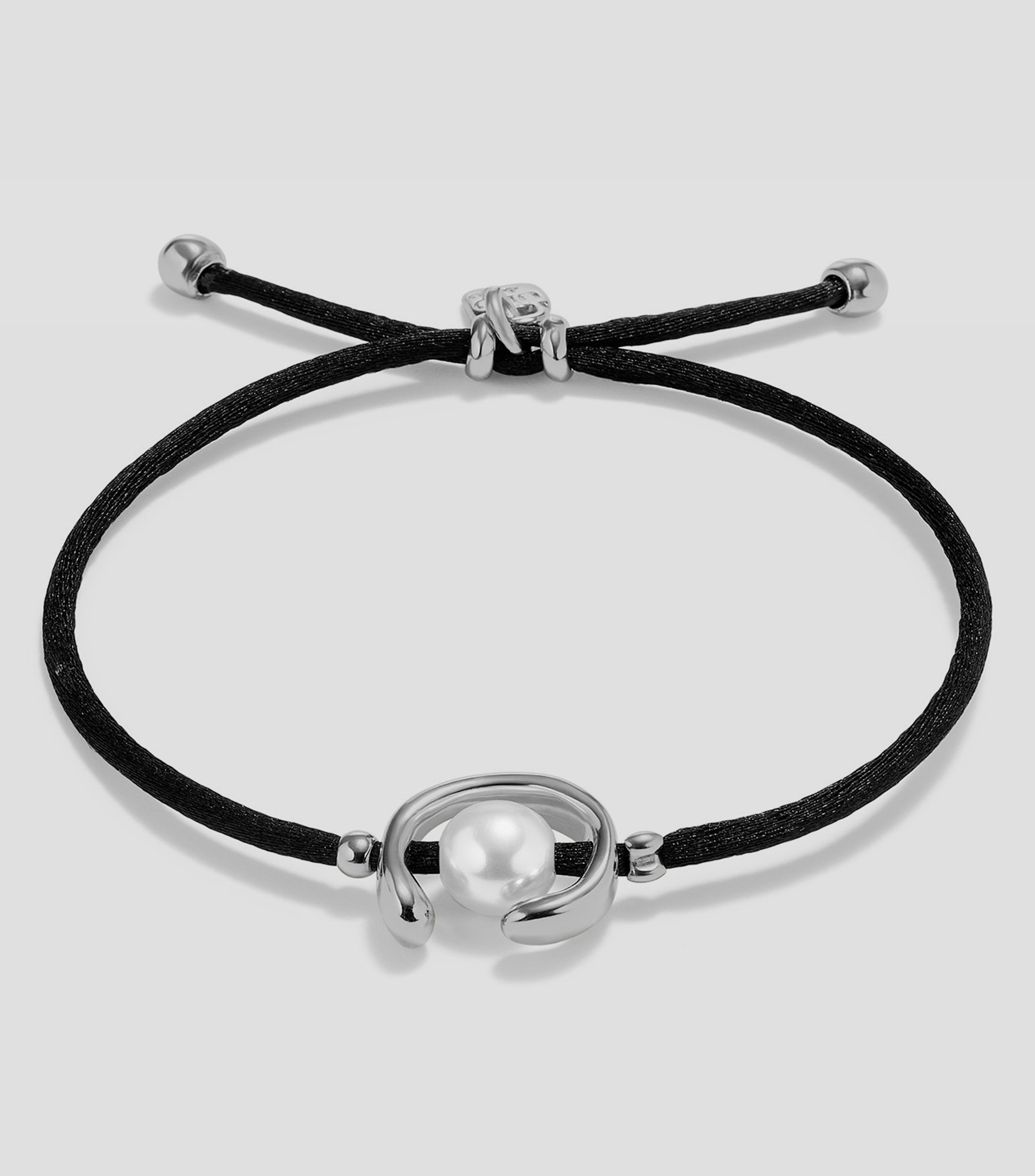Pulsera negra con perla Mujer