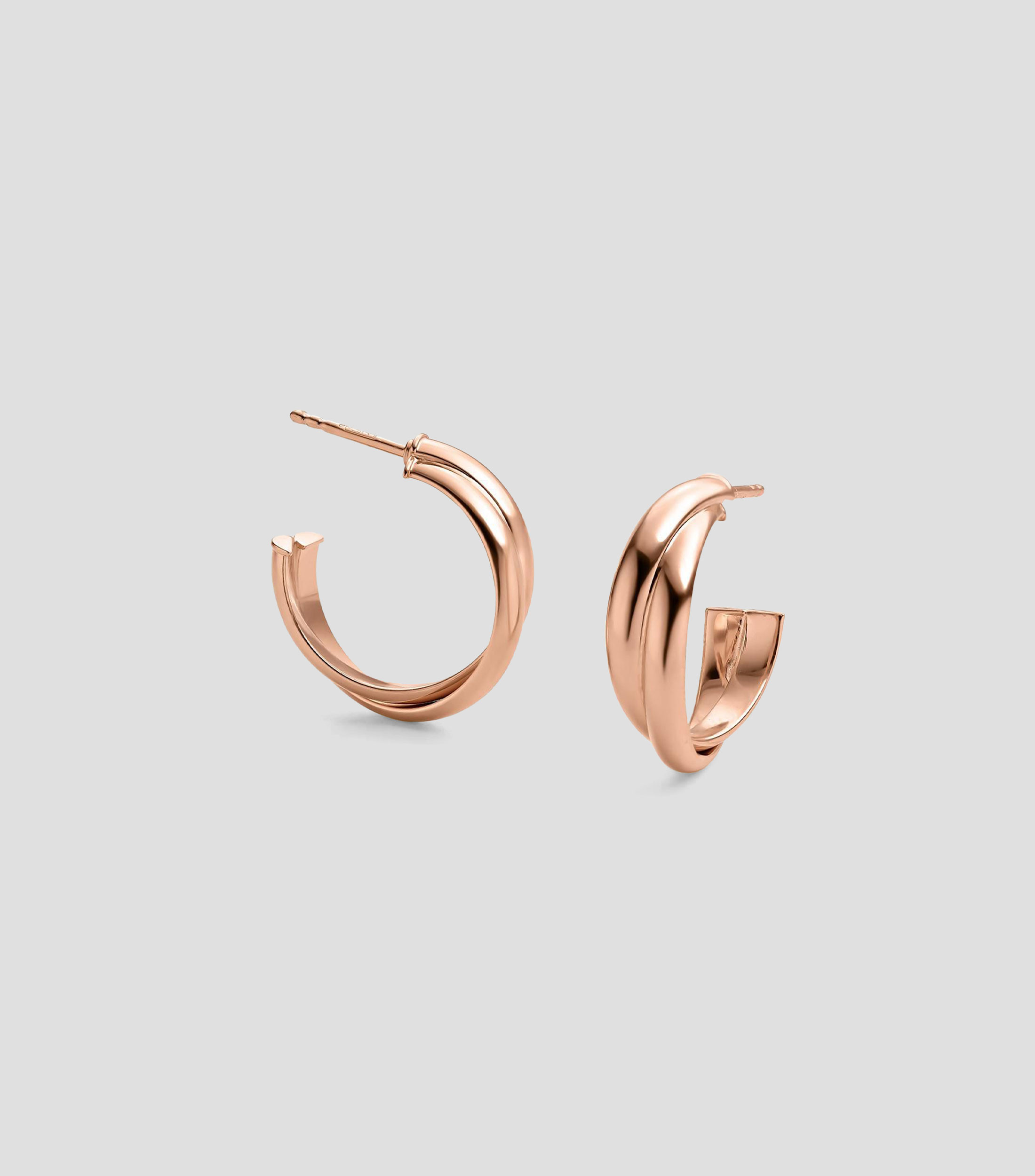 Pendientes en plata .925 de aro doble mediano Crossed Hooped Mujer