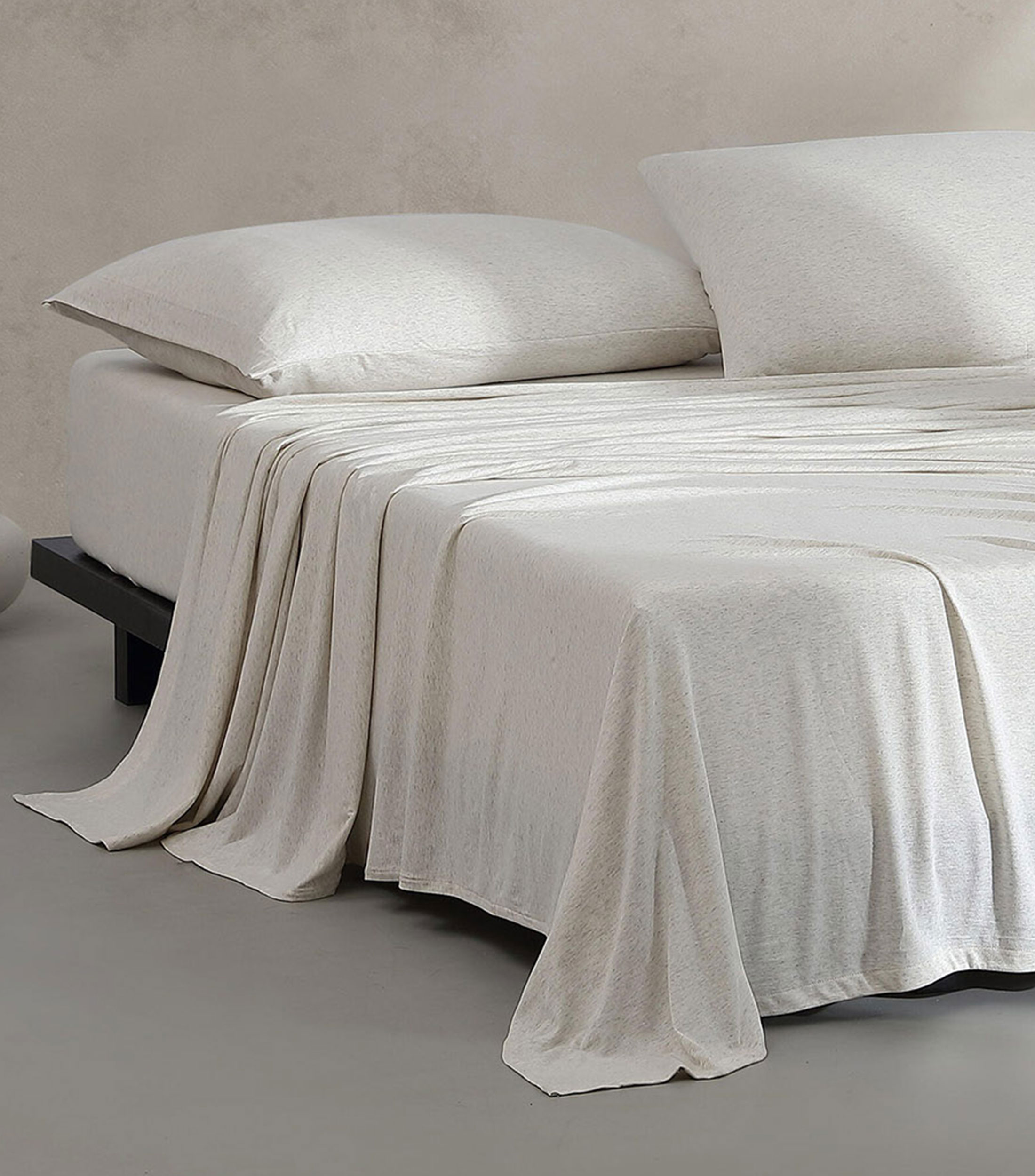 Juego de Sábanas Queen Size en algodón Modern Melange Jersey Ivory