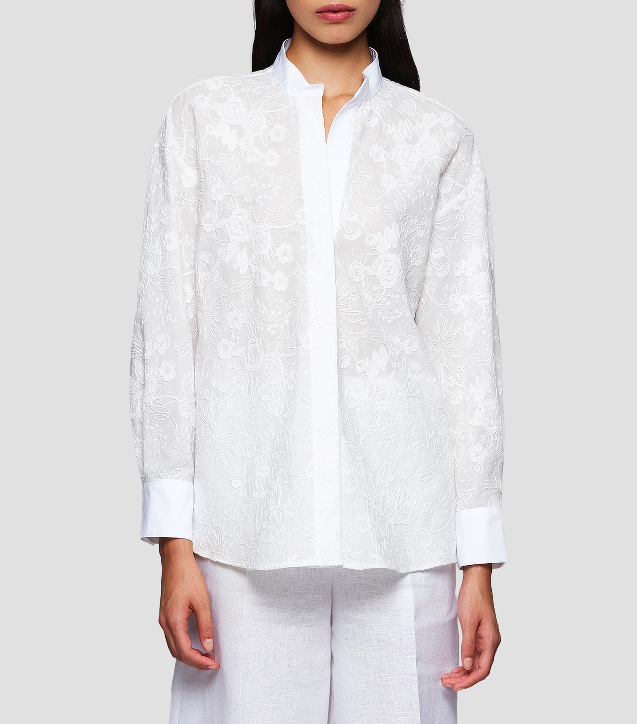 Camisa bordada con manga larga Mujer