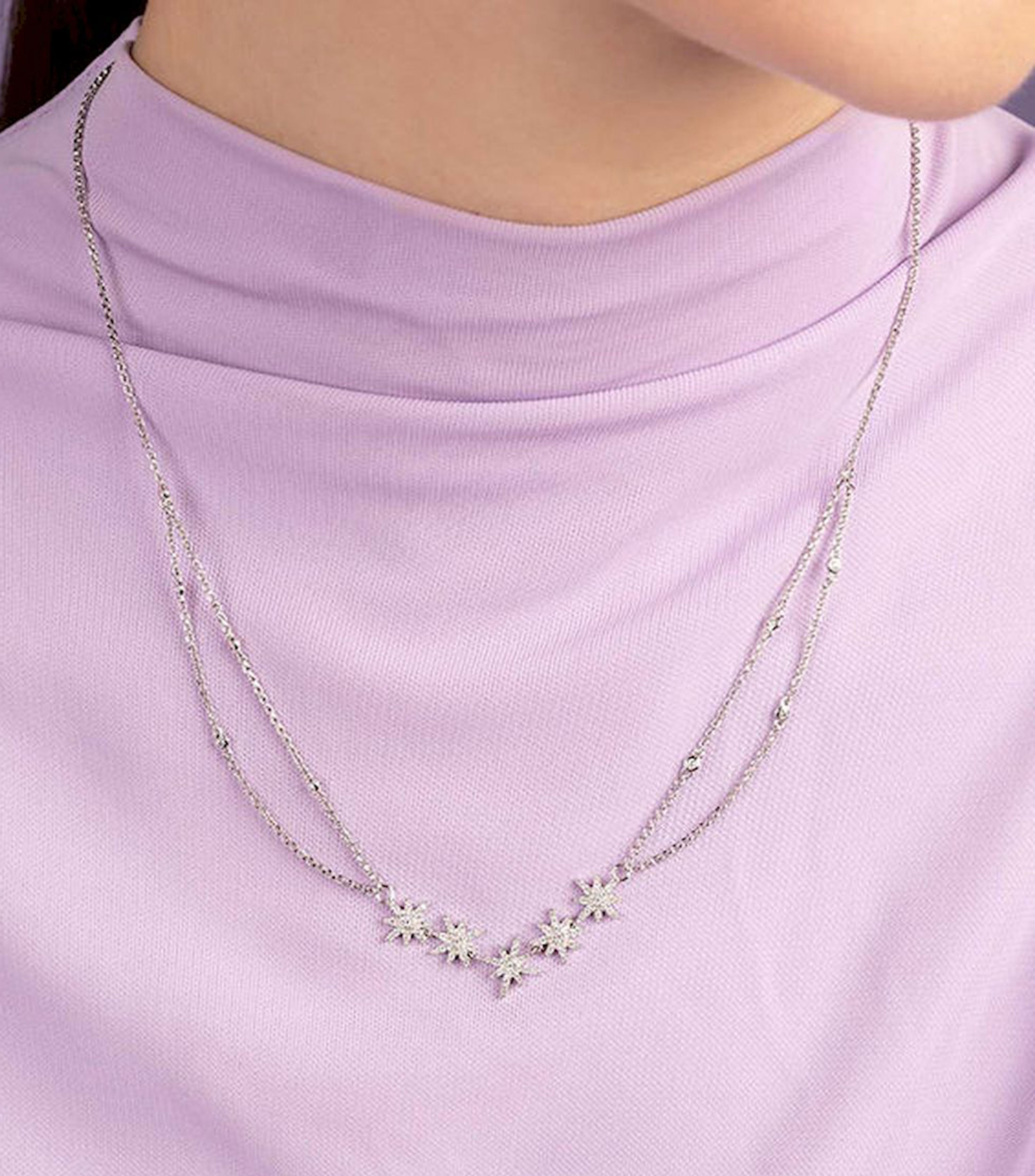 Collar Meteorites con doble cadena con circonia Mujer