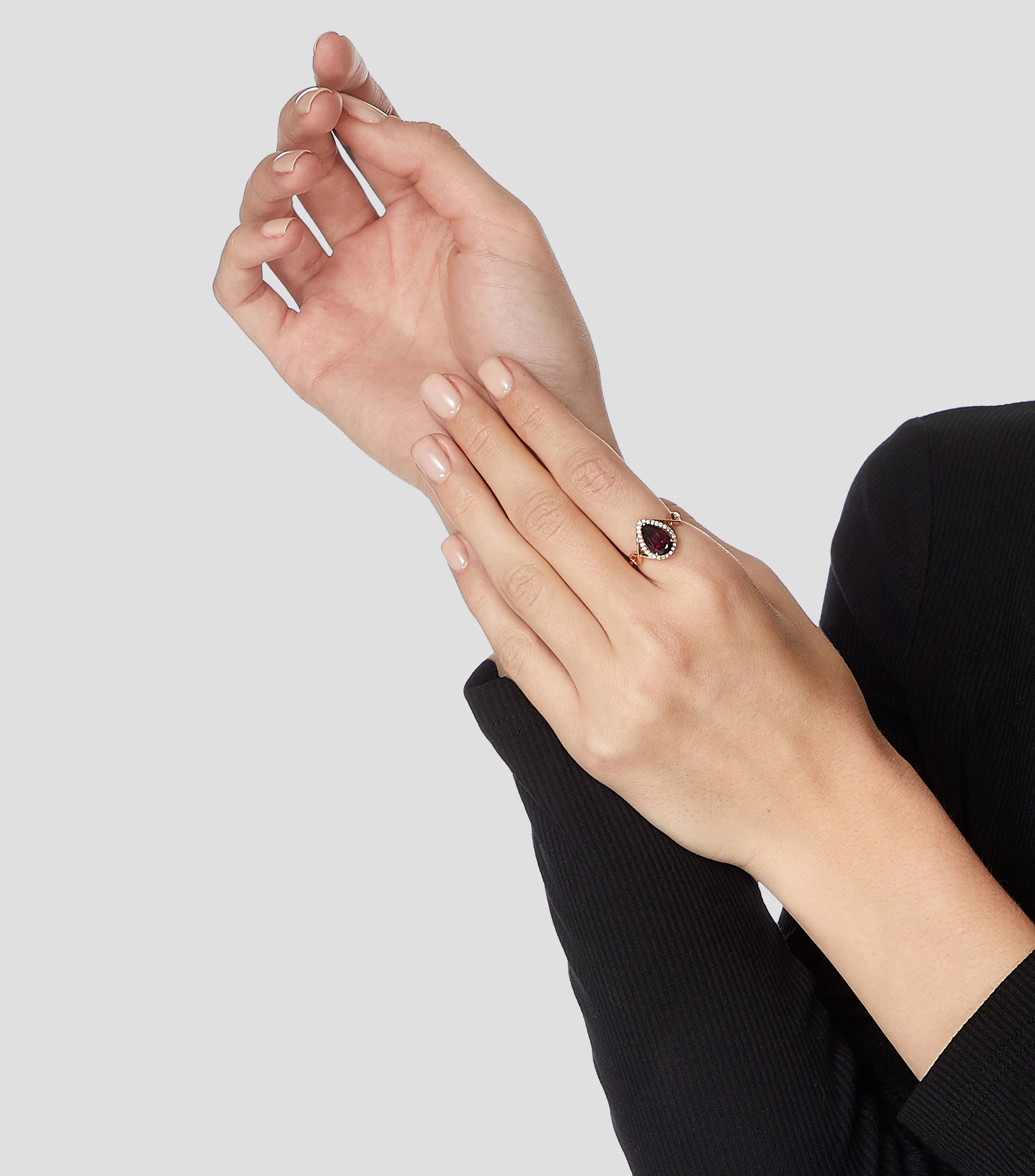 Anillo en oro de 14 kilates con gema semi preciosa y diamantes Mujer