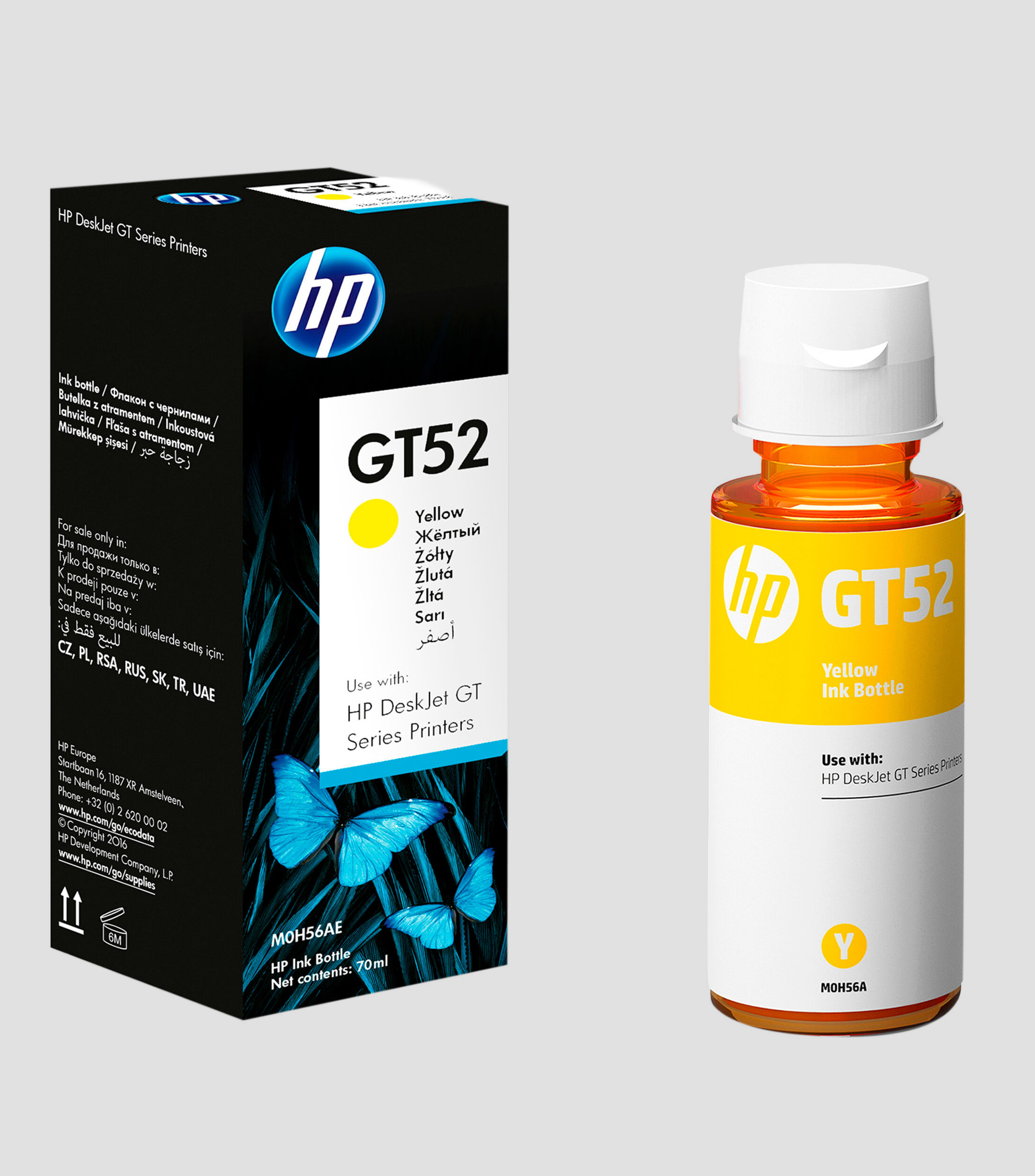 Botella de tinta Original HP GT52 Amarilla M0H56AL Deskjet 5810, 5820