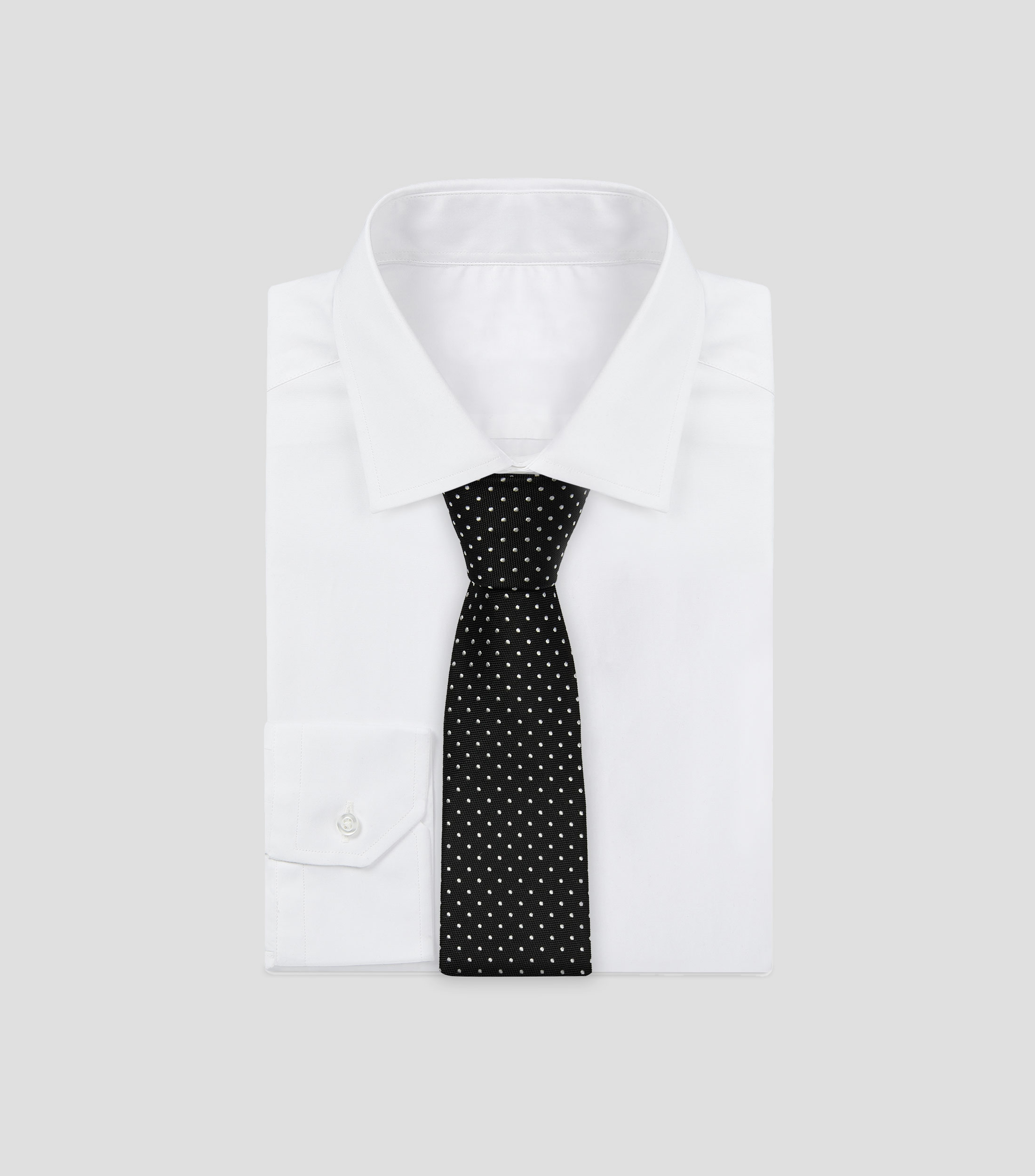 Corbata ancha en seda negro con polkadots Brera