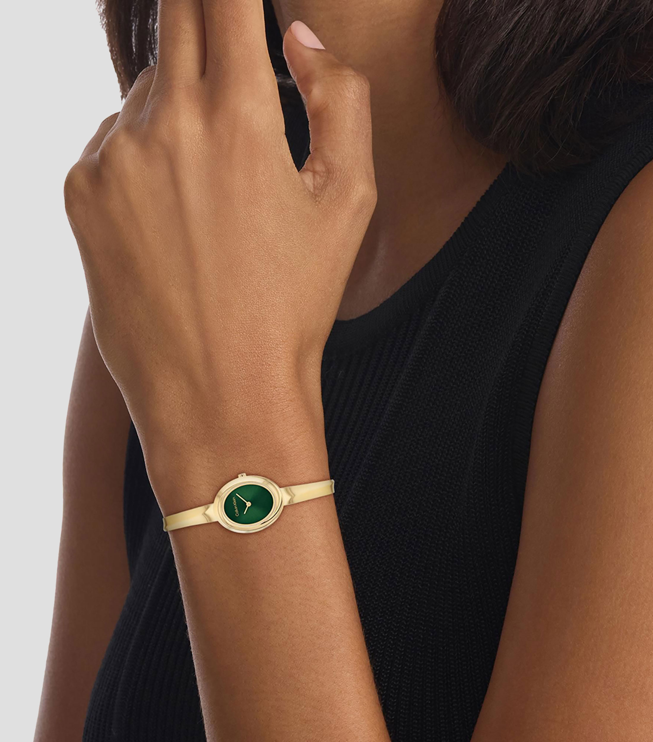 Reloj para mujer Twisted Bezel Casual, Dorado