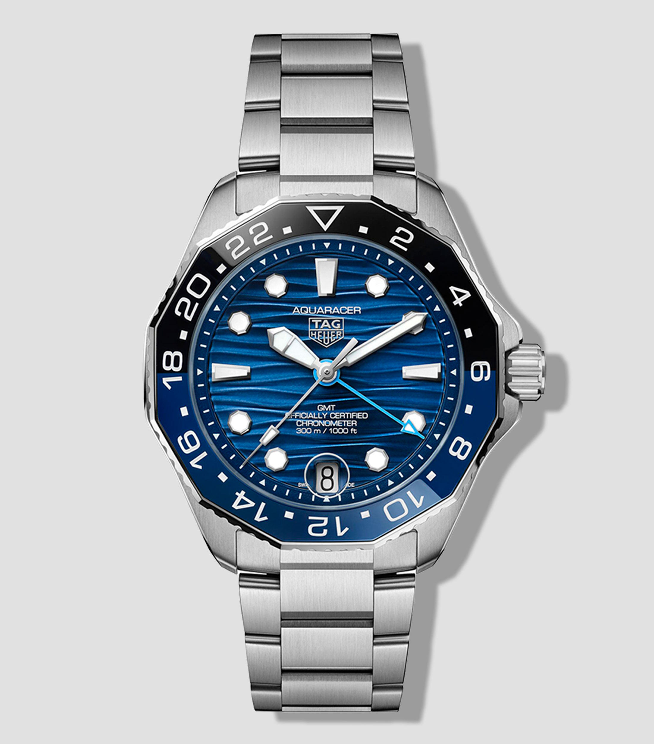 Reloj Unisex Aquaracer Professional 300 GMT deportivo plateado