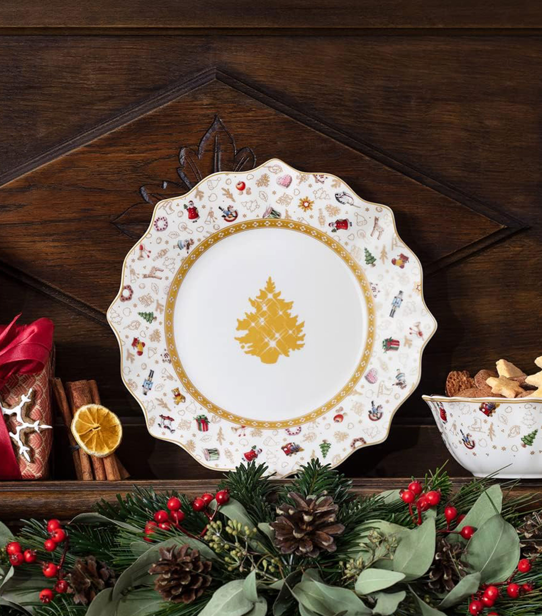 Plato para Postre Toys Delight con arbol de navidad