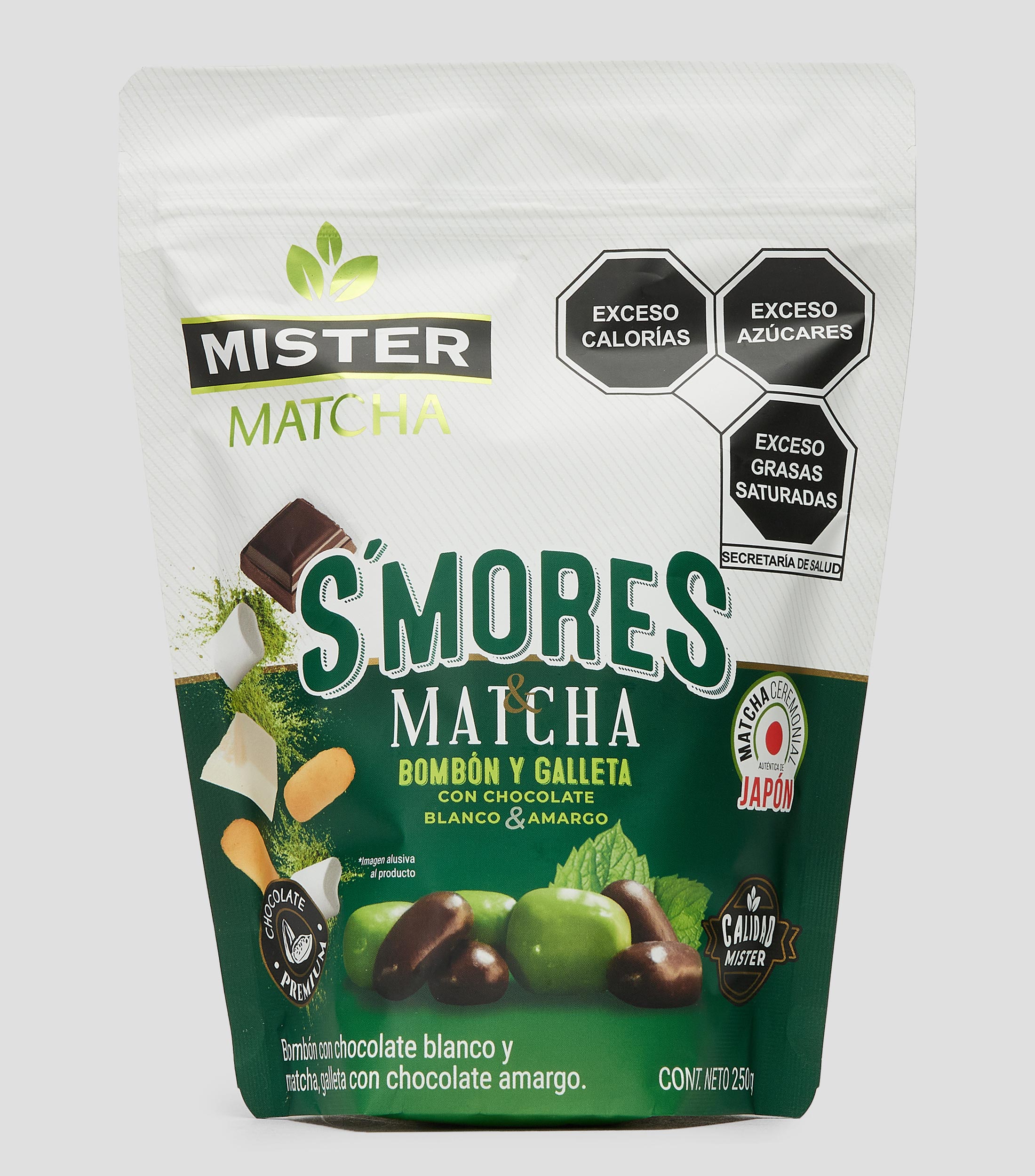 Bombón y galleta con chocolate blanco y amargo, 250 g