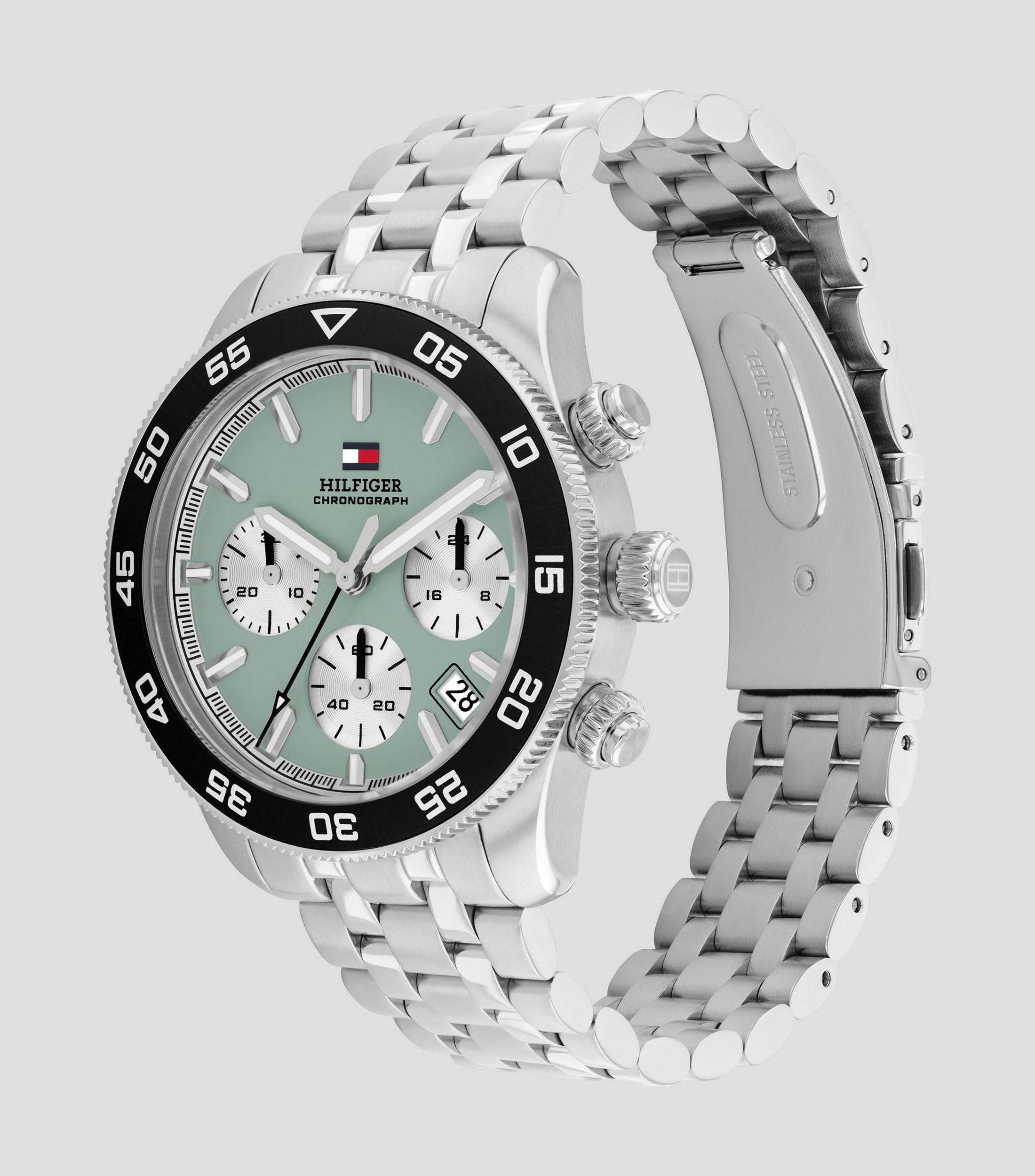 Reloj para hombre Th85 casual Verde, Plateado