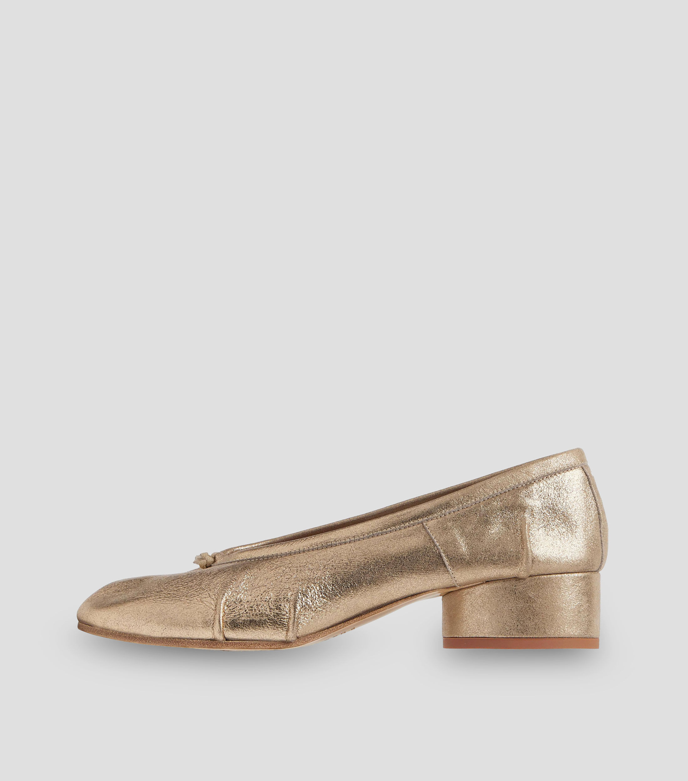 Flats Tabi en piel con tacón redondo metalizados Mujer