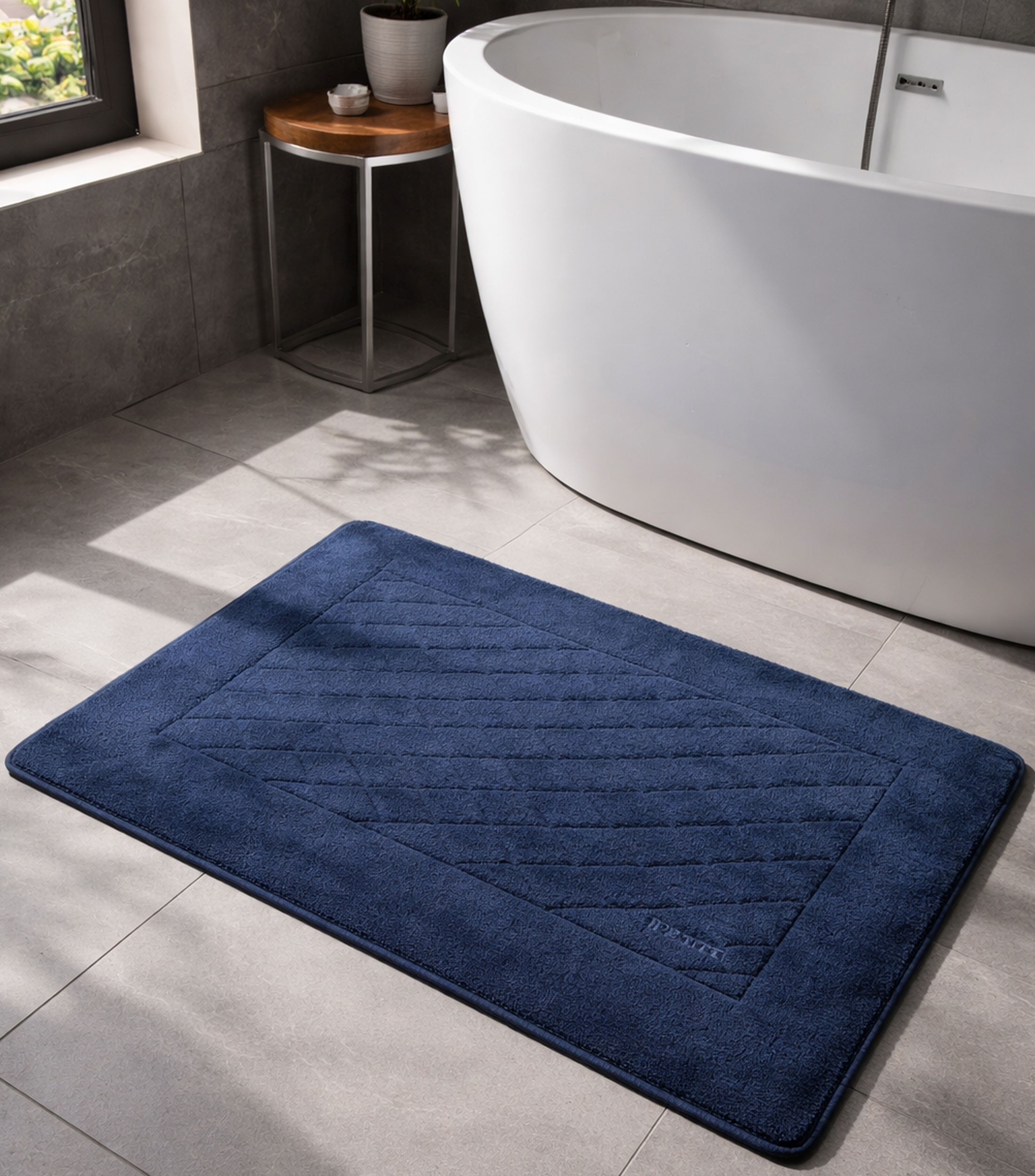 Tapete de baño Unito azul rectangular