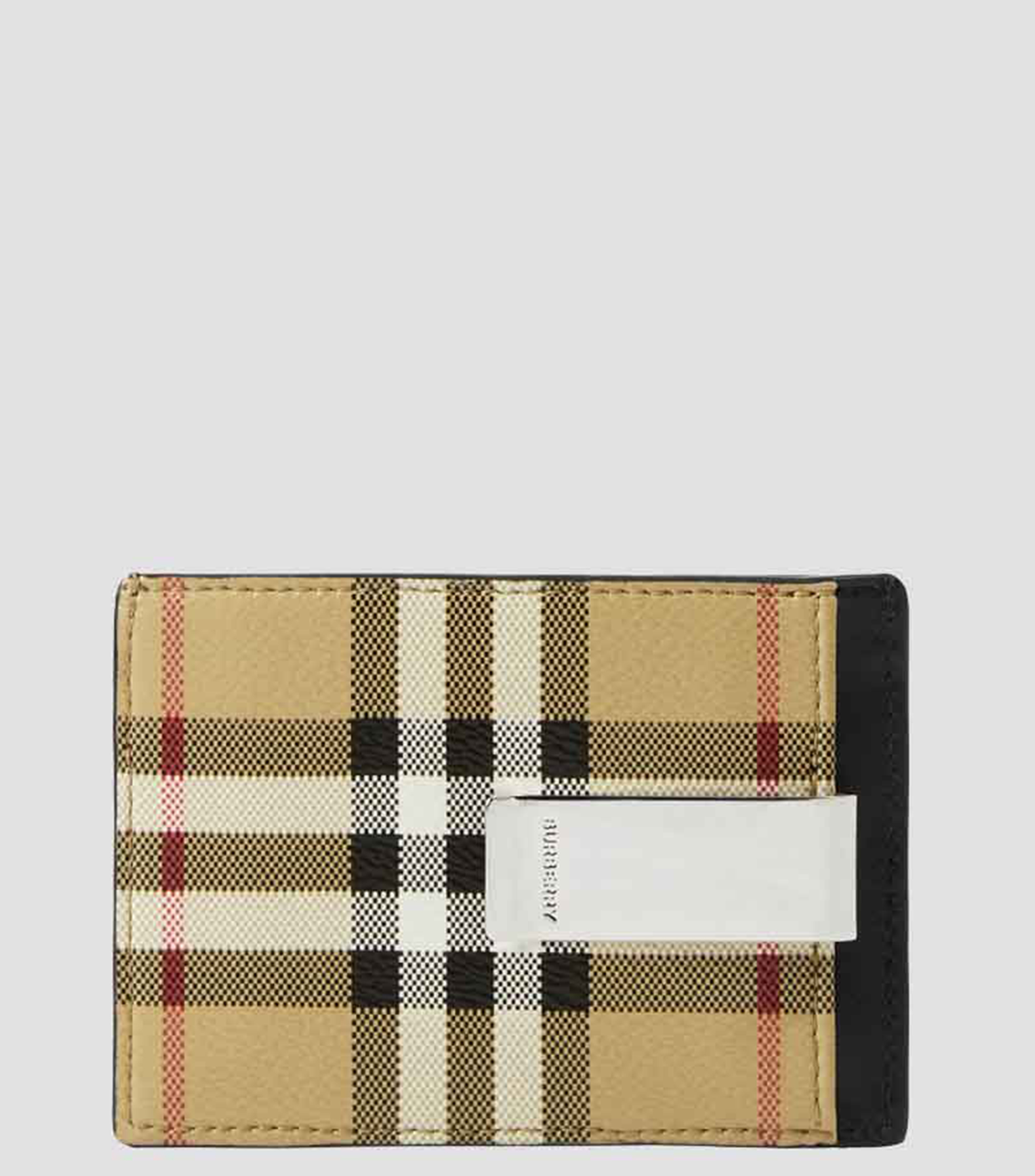 Tarjetero con cuadros y clip Check Hombre