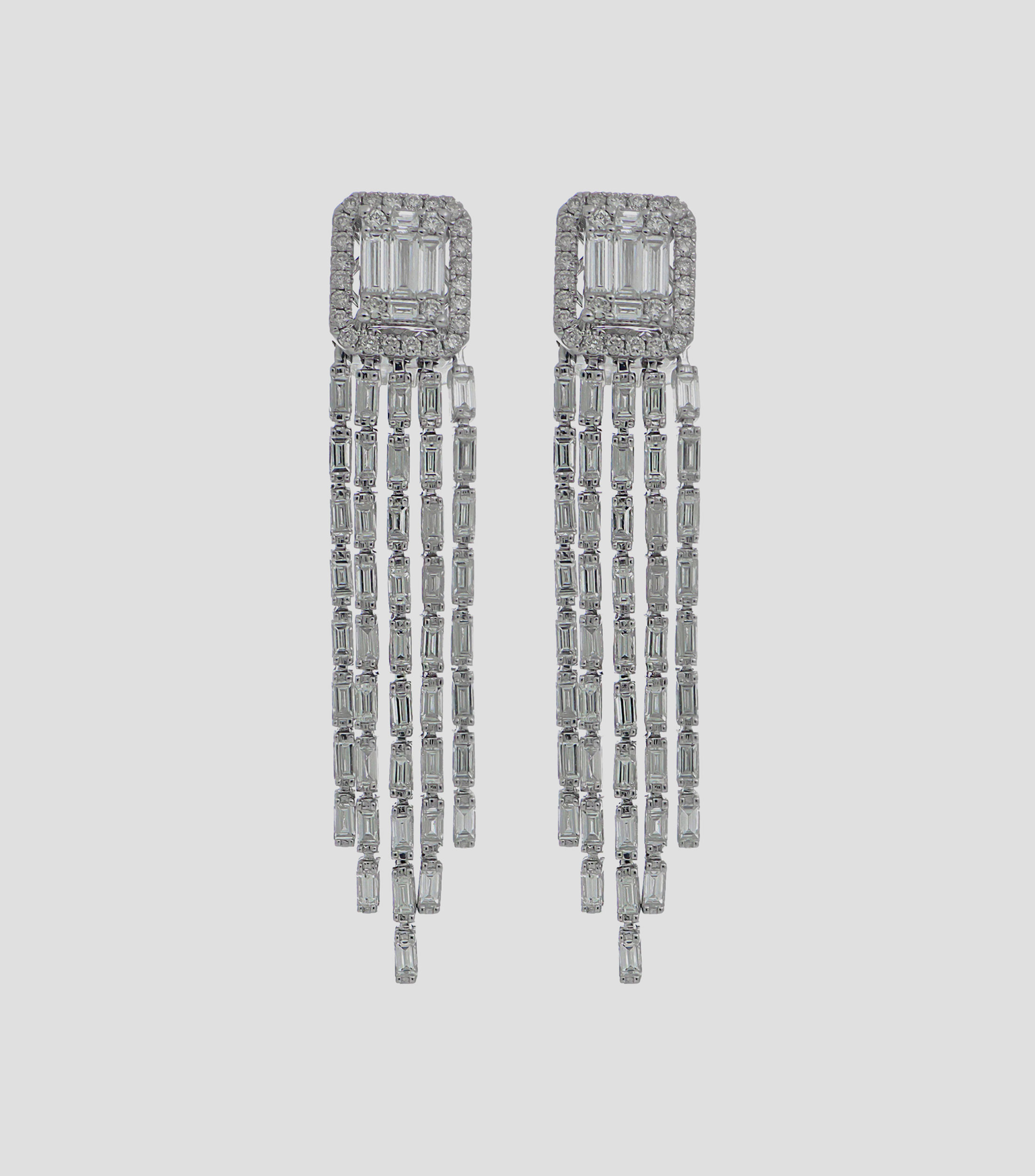 Aretes en oro blanco 14 kilates con diamantes Mujer