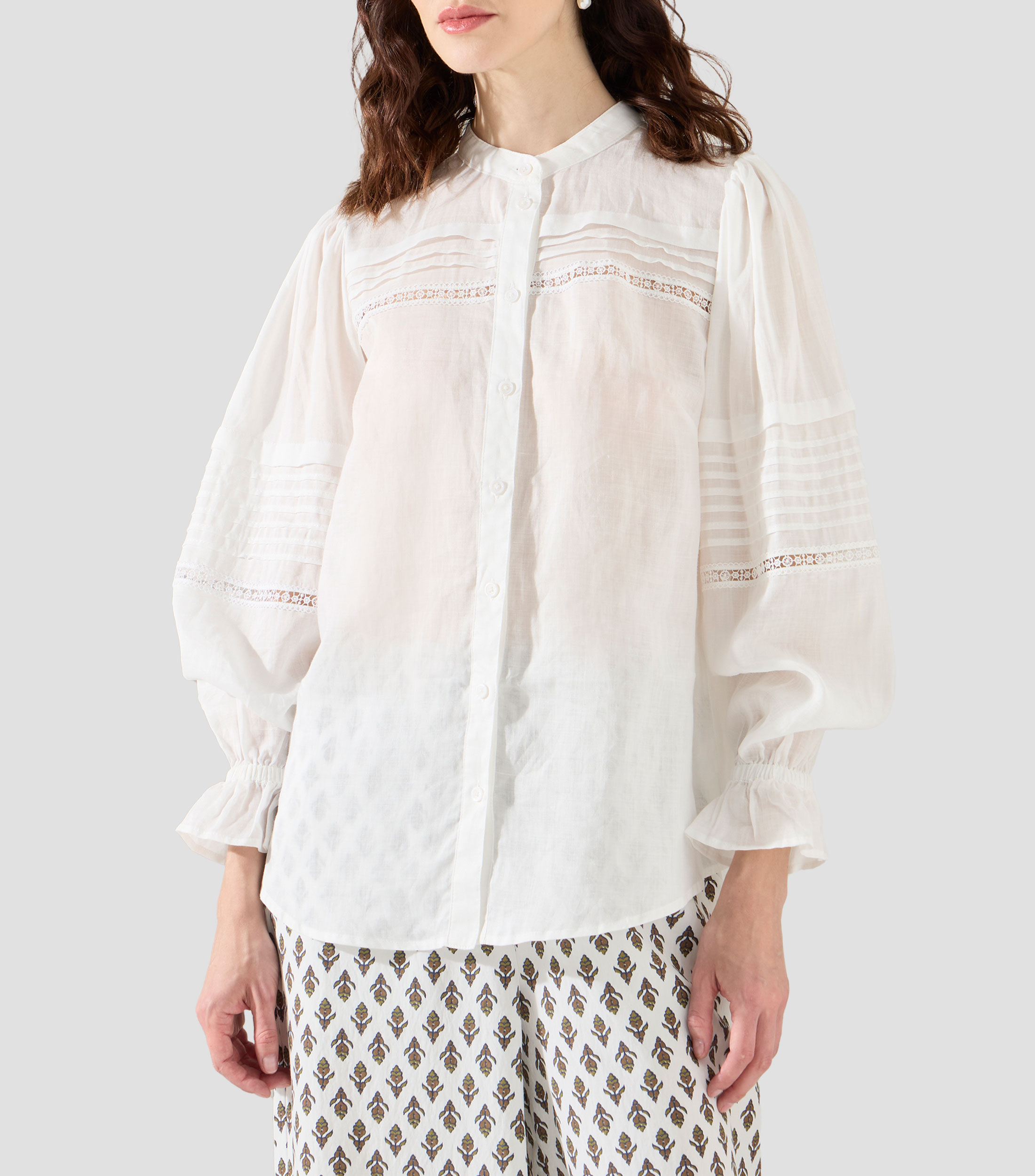 Blusa lisa con manga larga Mujer