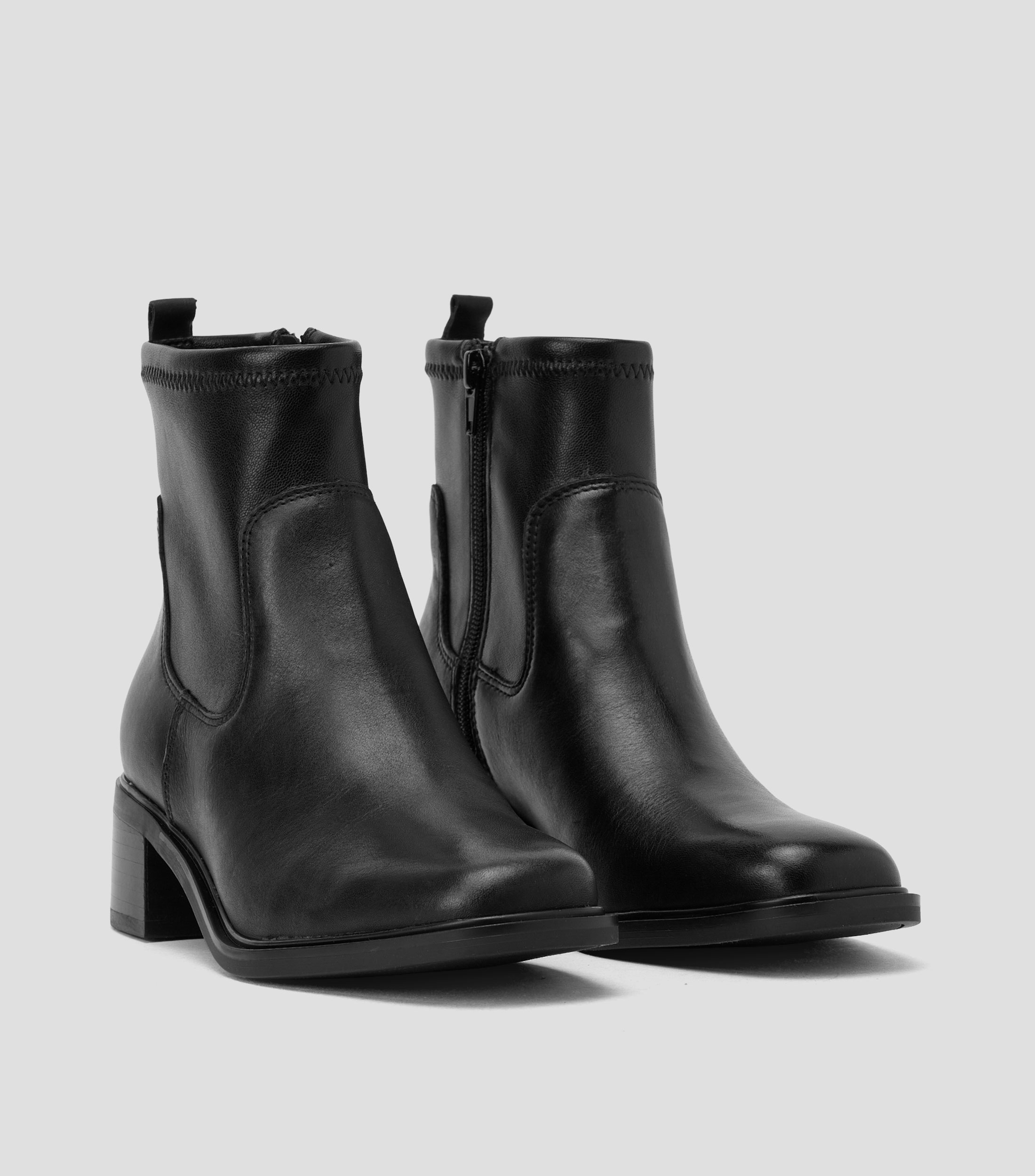 Botines casuales Marlo en piel con tacón medio y ancho Mujer
