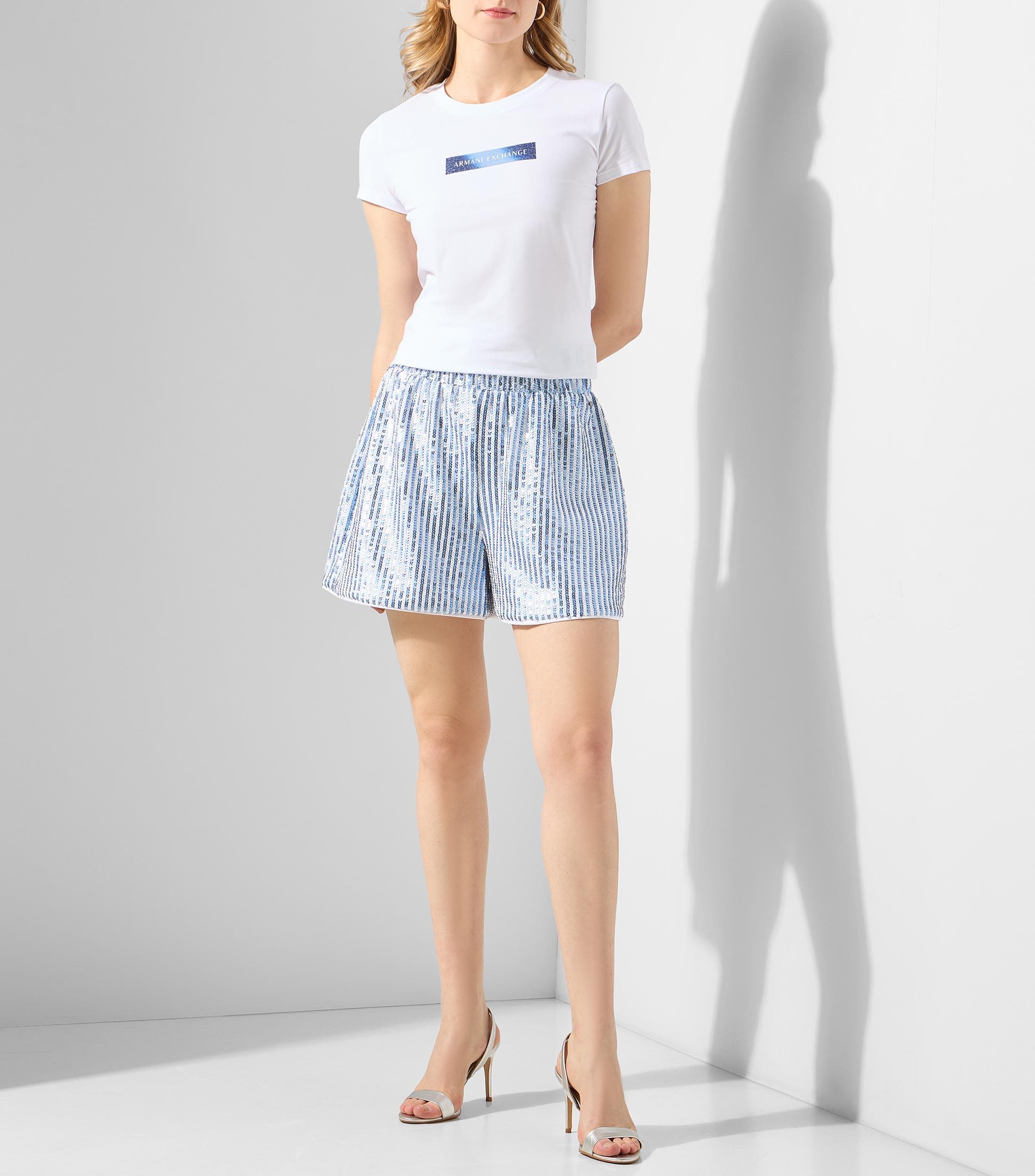 Playera cuello redondo manga corta estampada Mujer