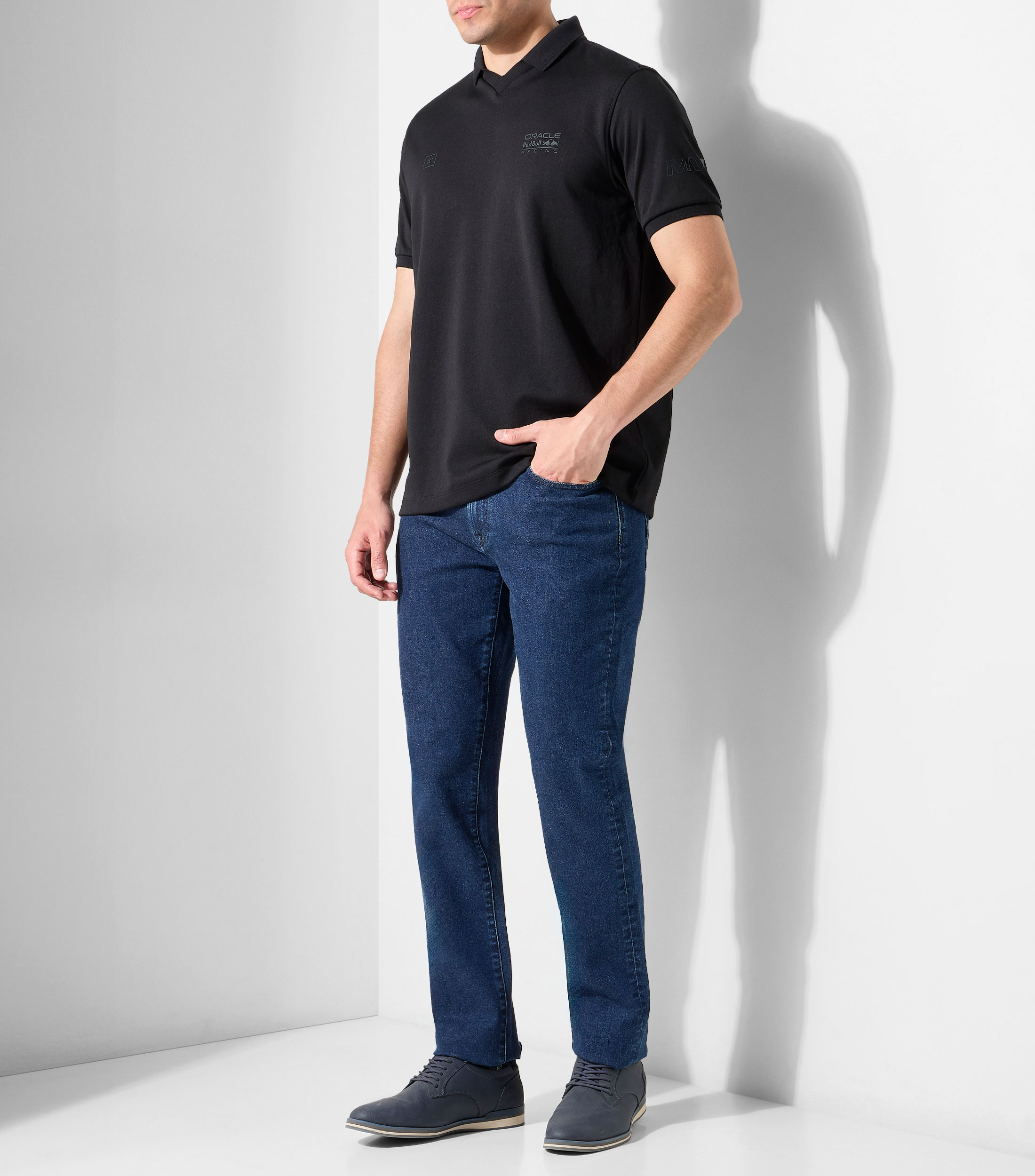 Playera tipo polo con manga corta lisa Hombre