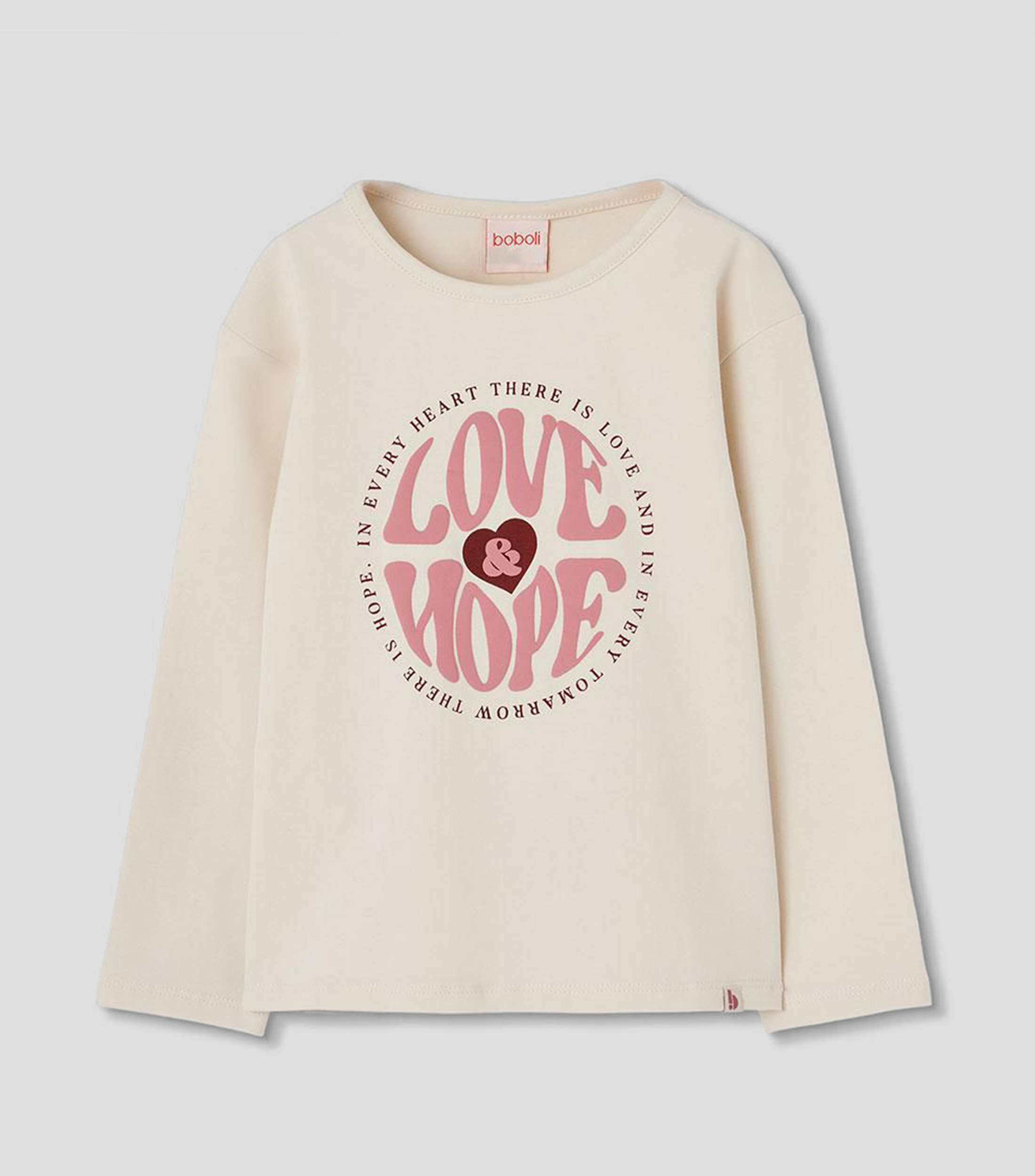 Playera de cuello redondo con manga larga estampada Niña