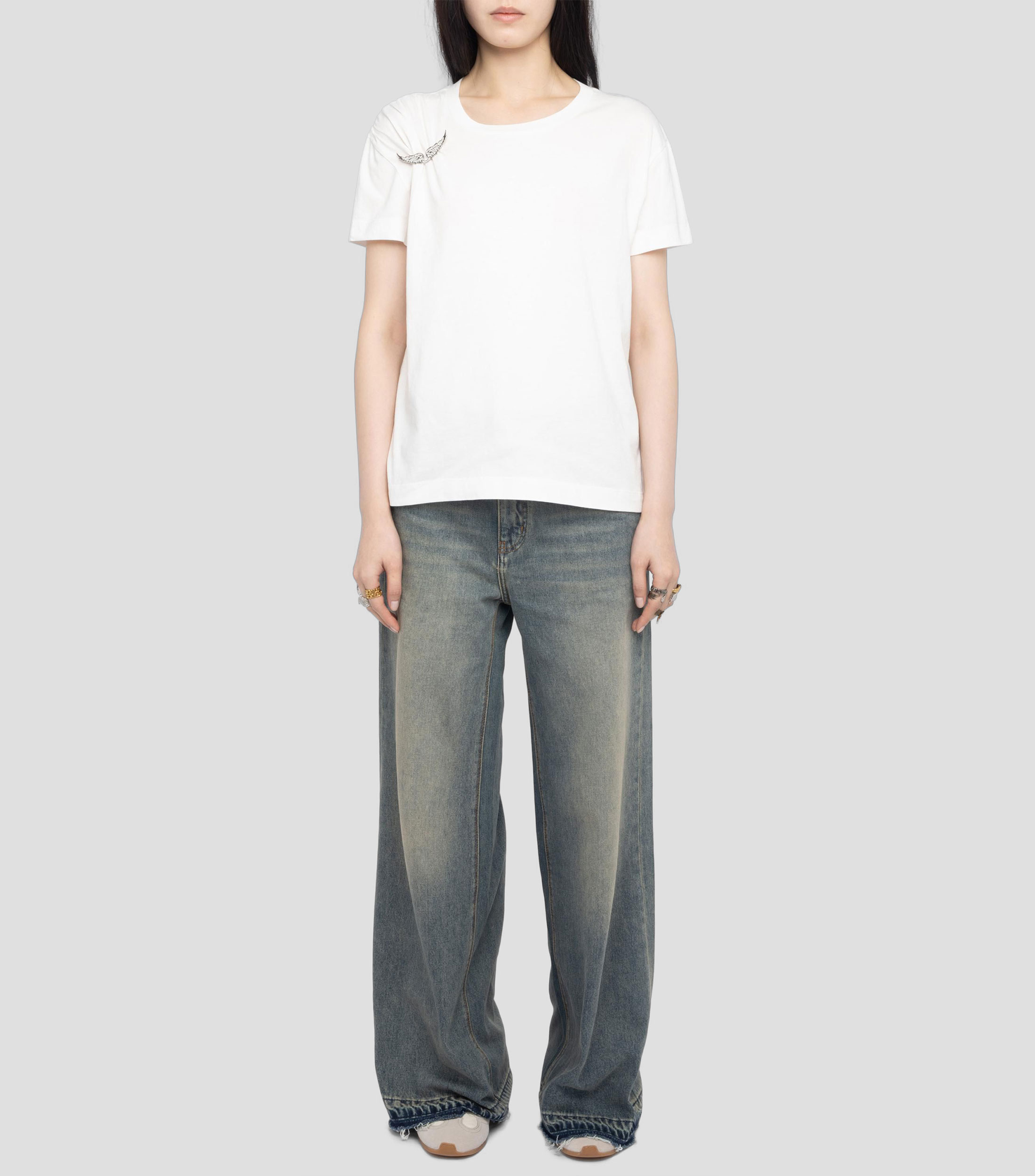 Playera cuello redondo manga corta lisa Mujer
