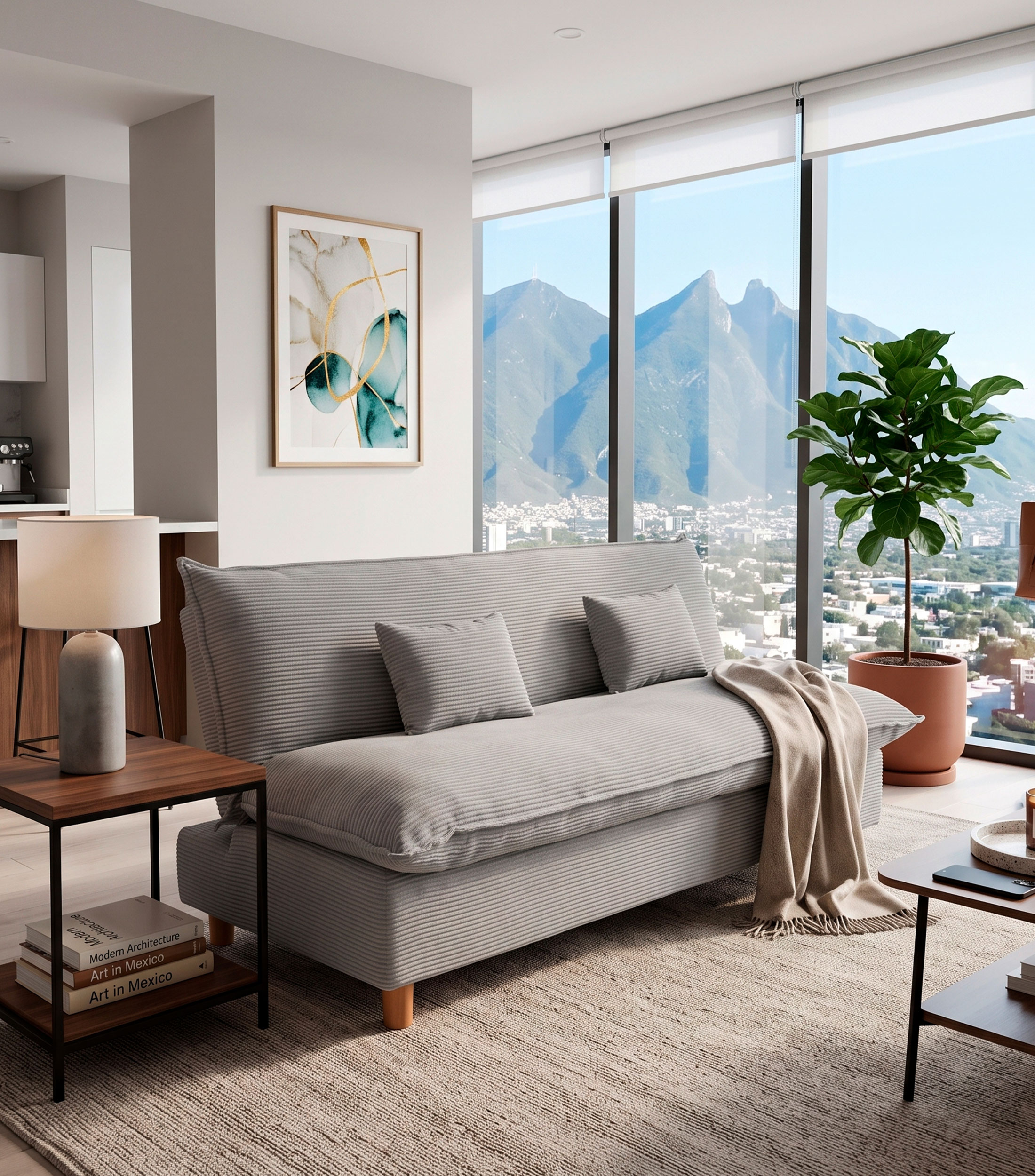 Sofá Cama Ivory Gris Claro en Tela